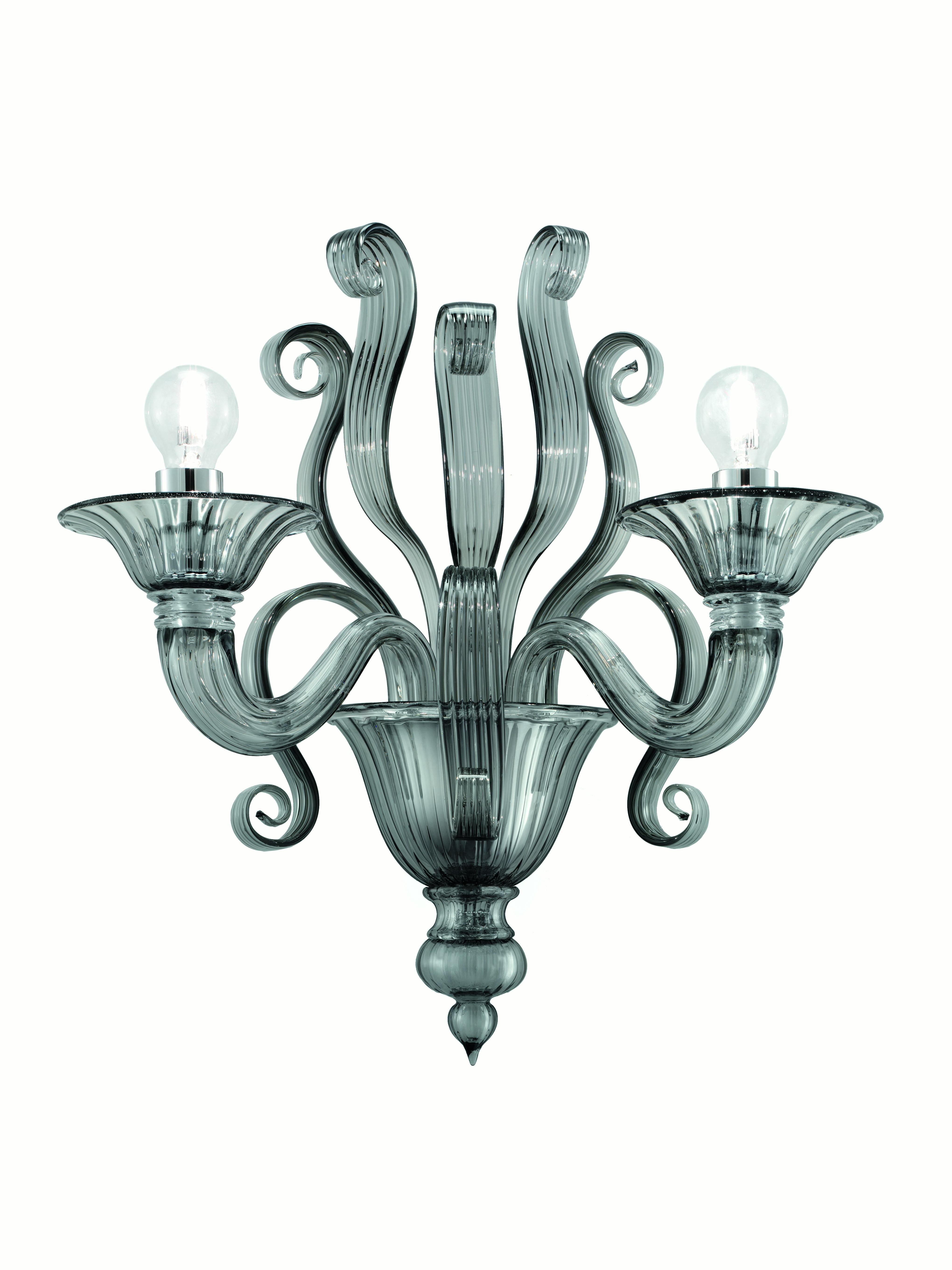 Gray (Grey_IC) Redon 5308 02 Wall Sconce in Glass and Polished Chrome, by Barovier&Toso 2