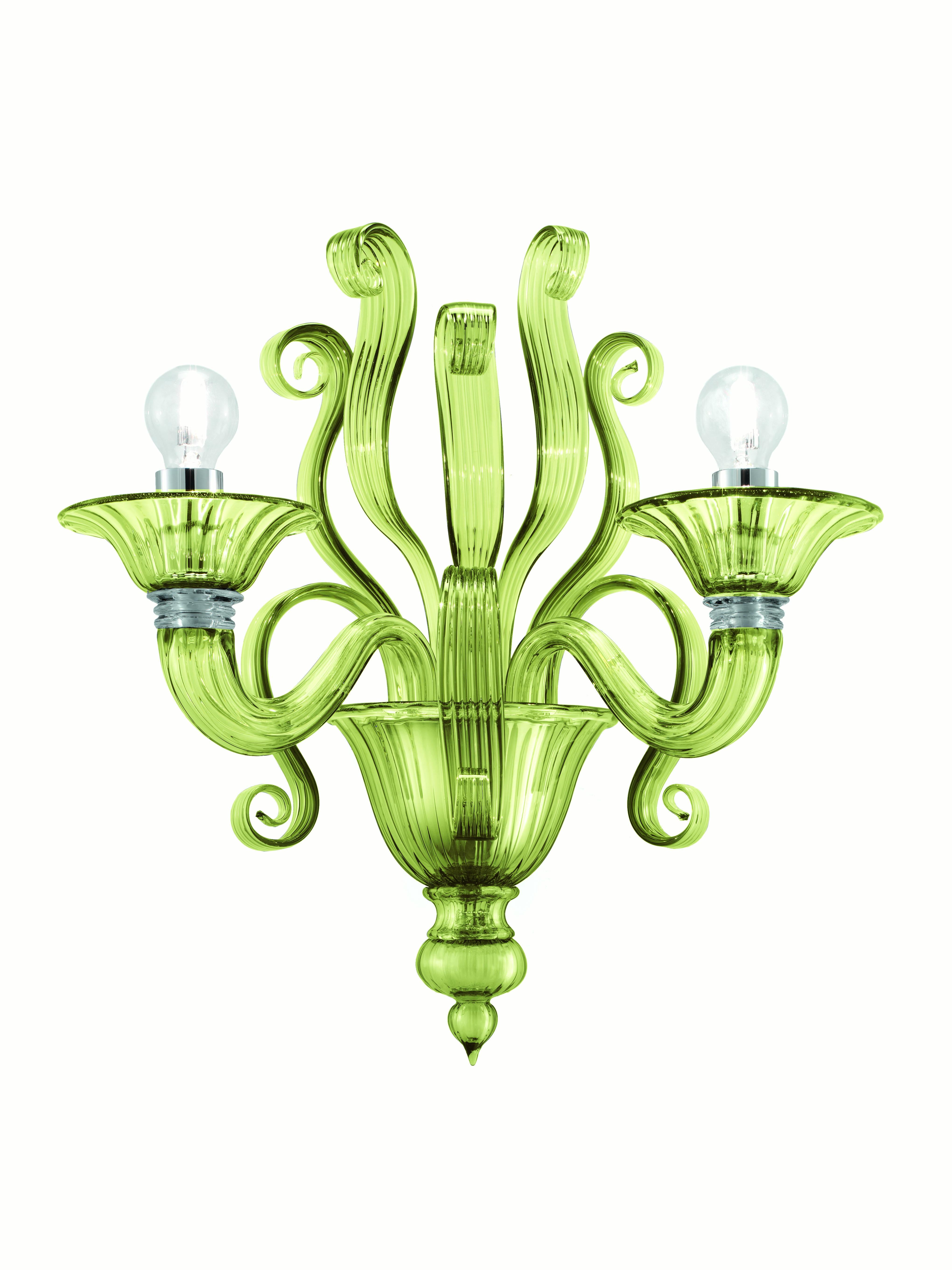 Green (Liquid Citron_EL) Redon 5308 02 Wall Sconce in Glass and Polished Chrome, by Barovier&Toso 2