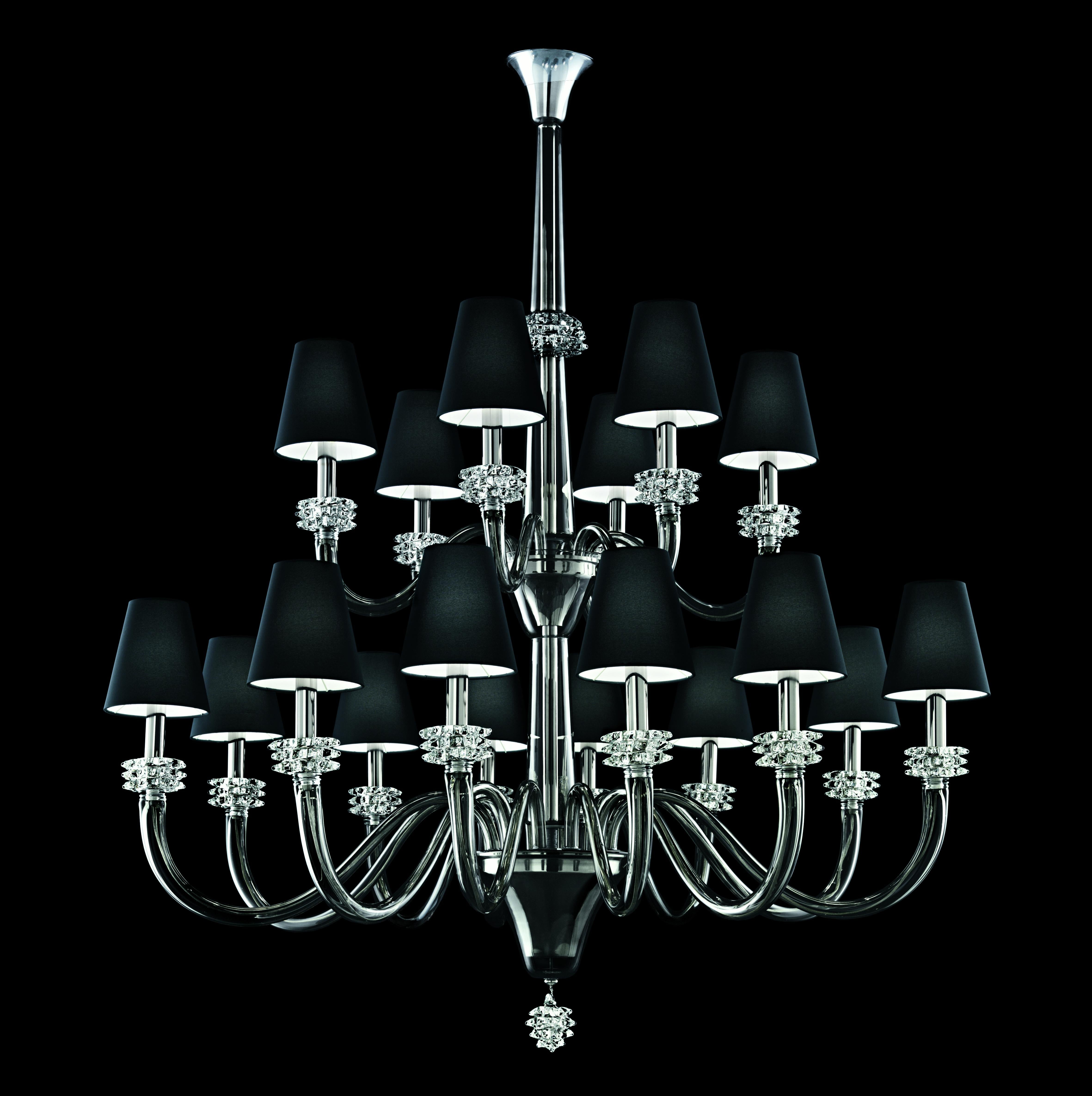 Gray (Grey_IC) Amsterdam 5562 18 Chandelier in Chrome & Glass, Black Shade, by Barovier&Toso 3