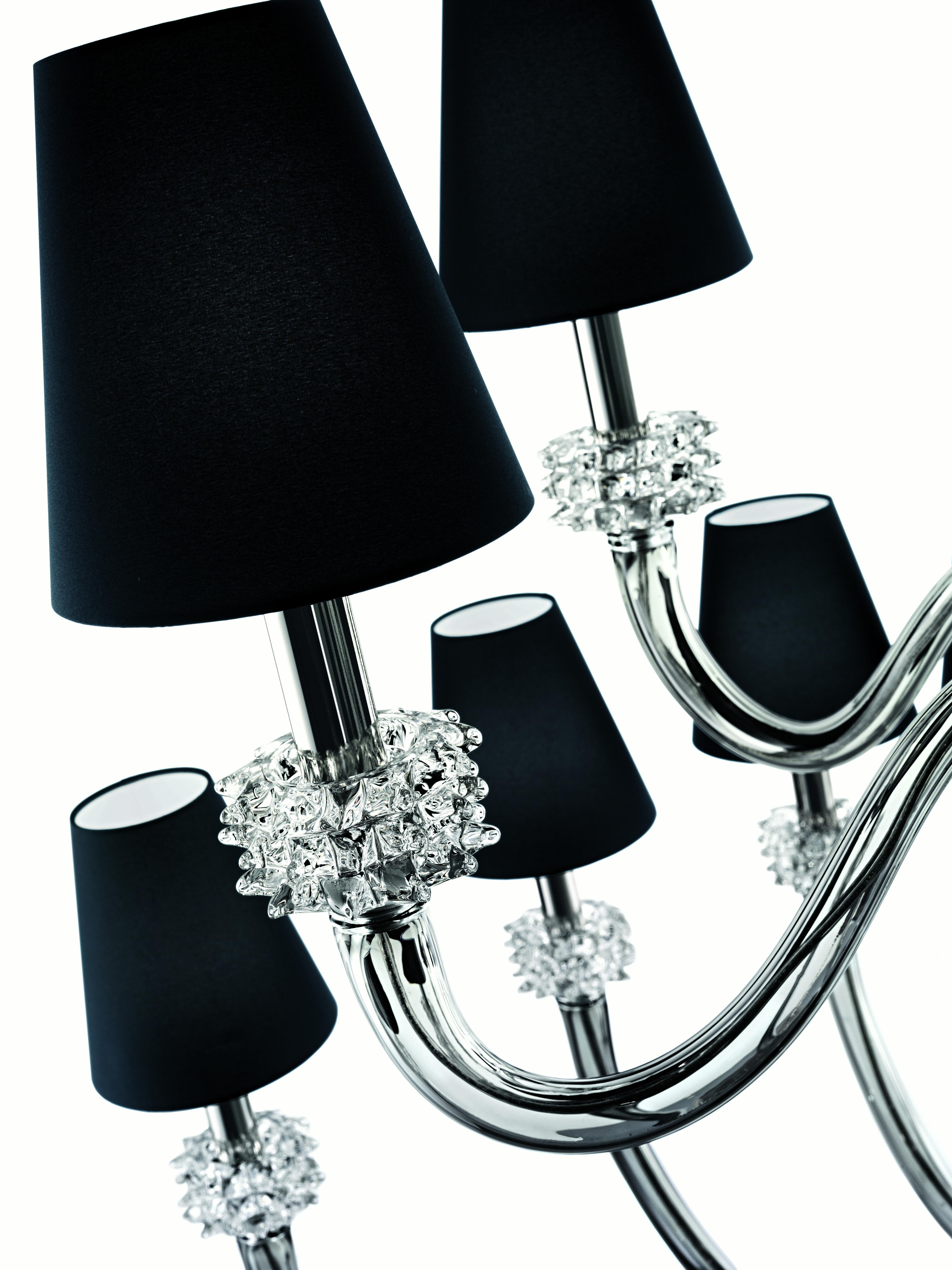 Gray (Grey_IC) Amsterdam 5562 18 Chandelier in Chrome & Glass, Black Shade, by Barovier&Toso 7