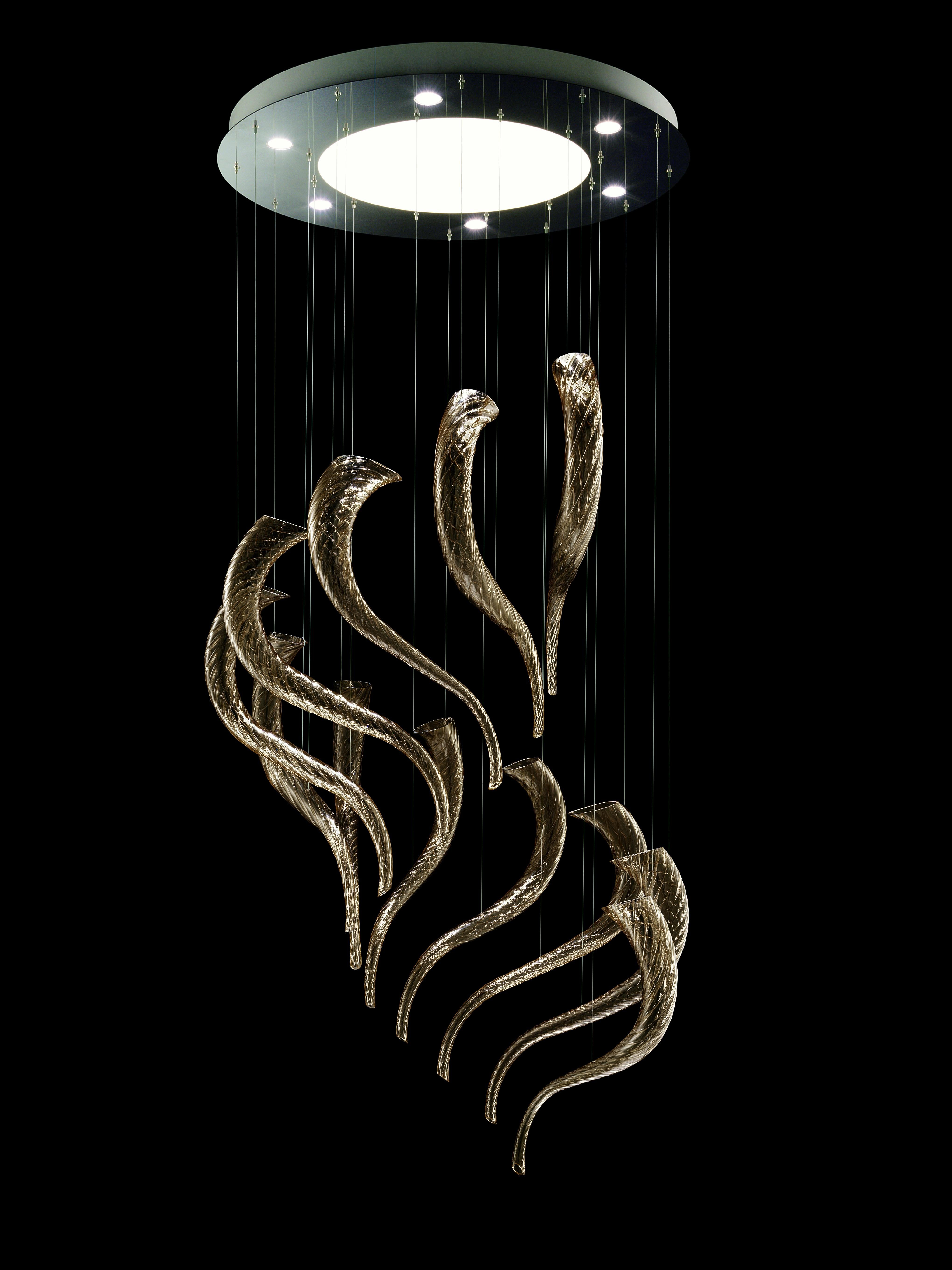 Brown (Brown_BW) Swing7326 Suspension Lamp in Glass with Polished Chrome Finish, by Barovier&Toso 4