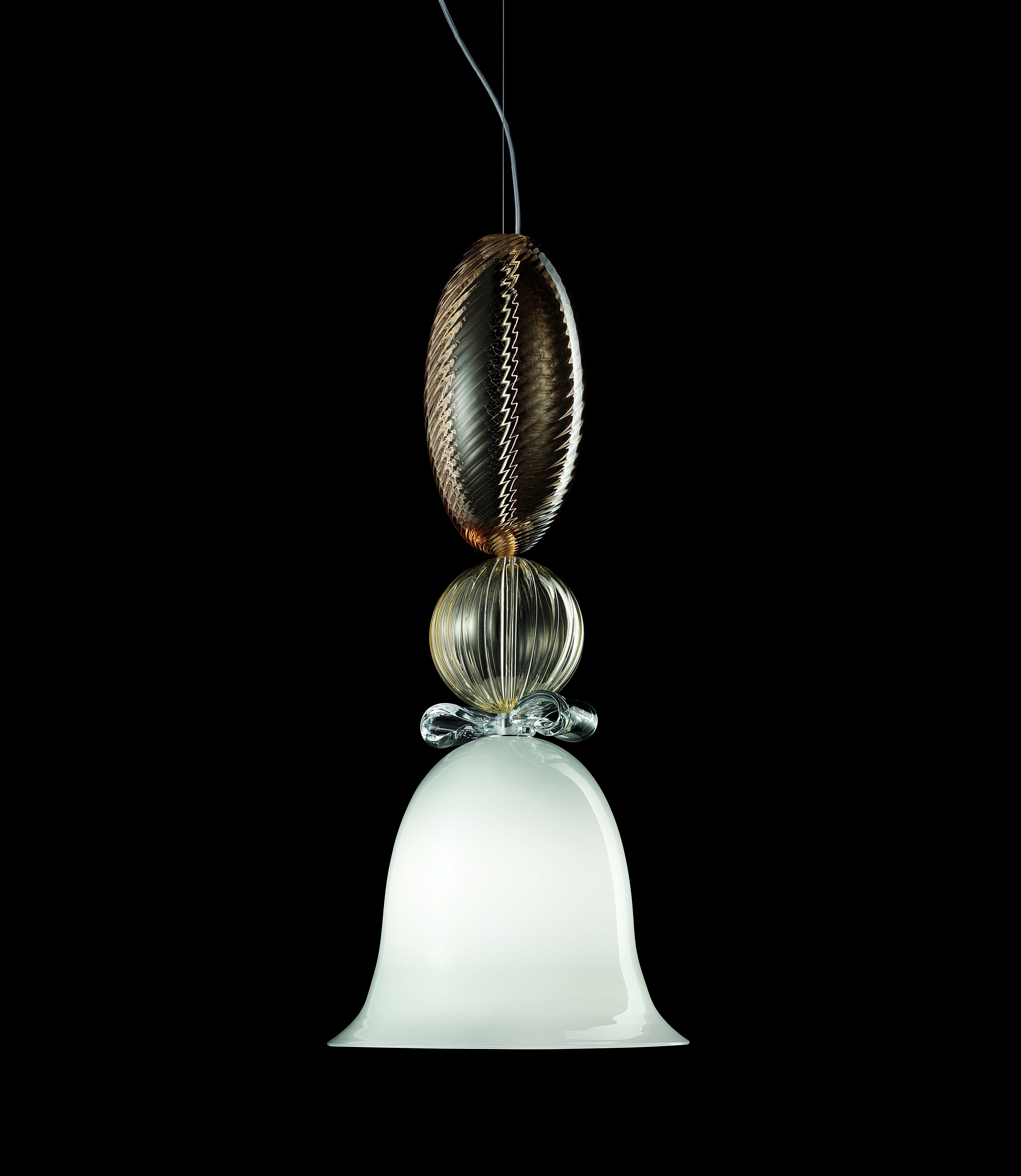 Multi (White / Crystal / Cognac / Brown_WS) Perseus 7311 Suspension Lamp in Glass, by Marcel Wanders 5
