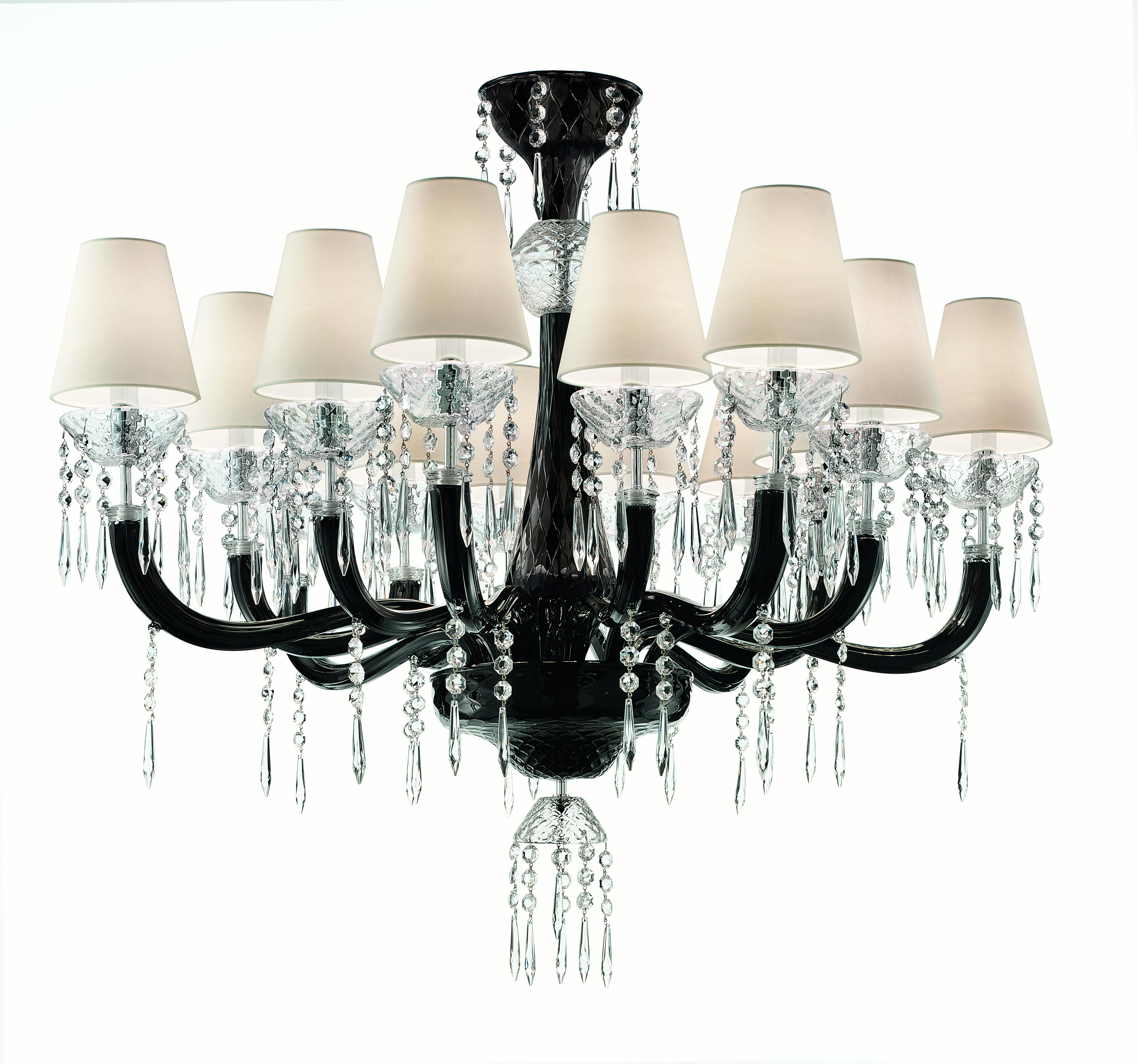 Black (Black_NN) President 5695 14 Chandelier in Glass with White Shade, by Barovier & Toso 5