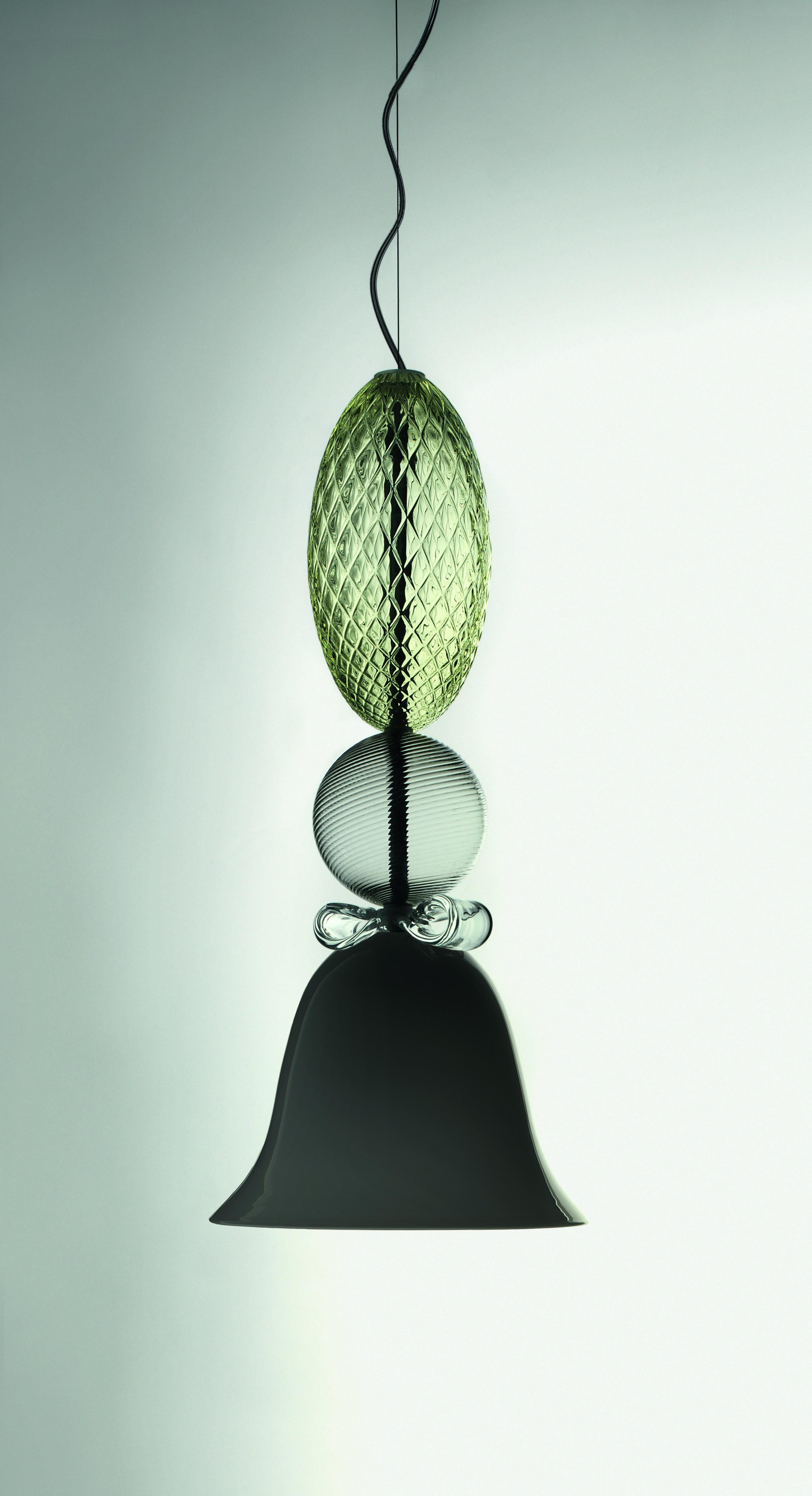 Multi (White / Crystal / Grey / Liquid Citron_WQ) Perseus 7310 Suspension Lamp in Glass, by Marcel Wanders 3