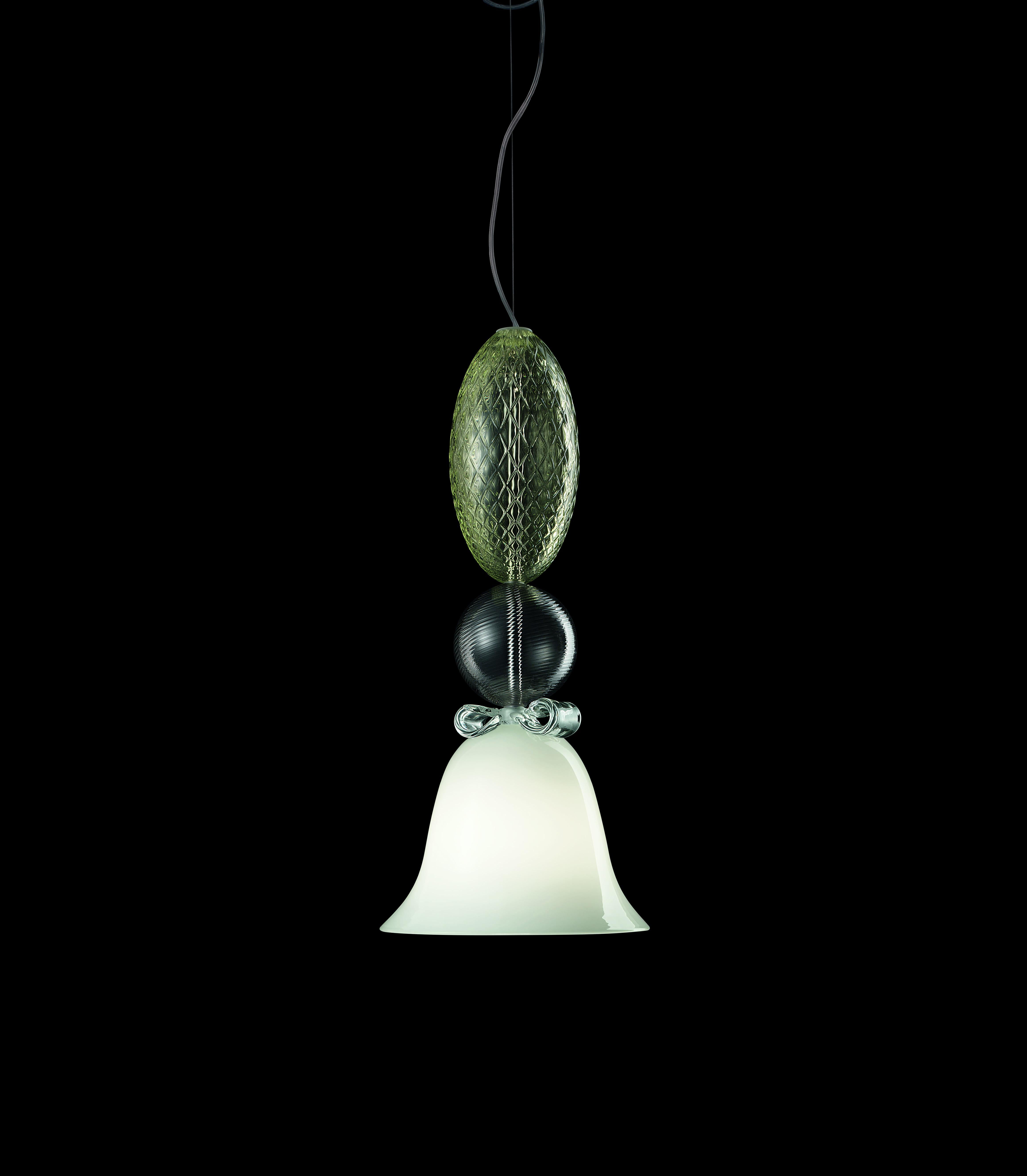Multi (White / Crystal / Grey / Liquid Citron_WQ) Perseus 7310 Suspension Lamp in Glass, by Marcel Wanders 4