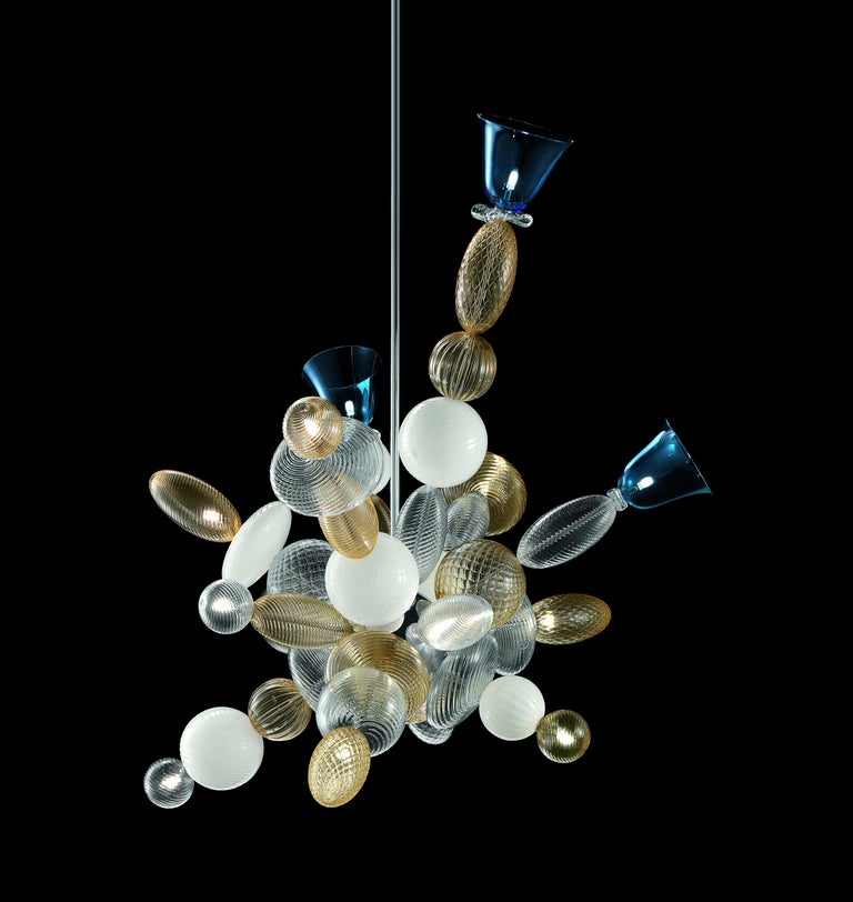 Multi (Crystal / White / Cognac / Bluastro_WR) Perseus 7265 Suspension Lamp in Glass, by Marcel Wanders 5