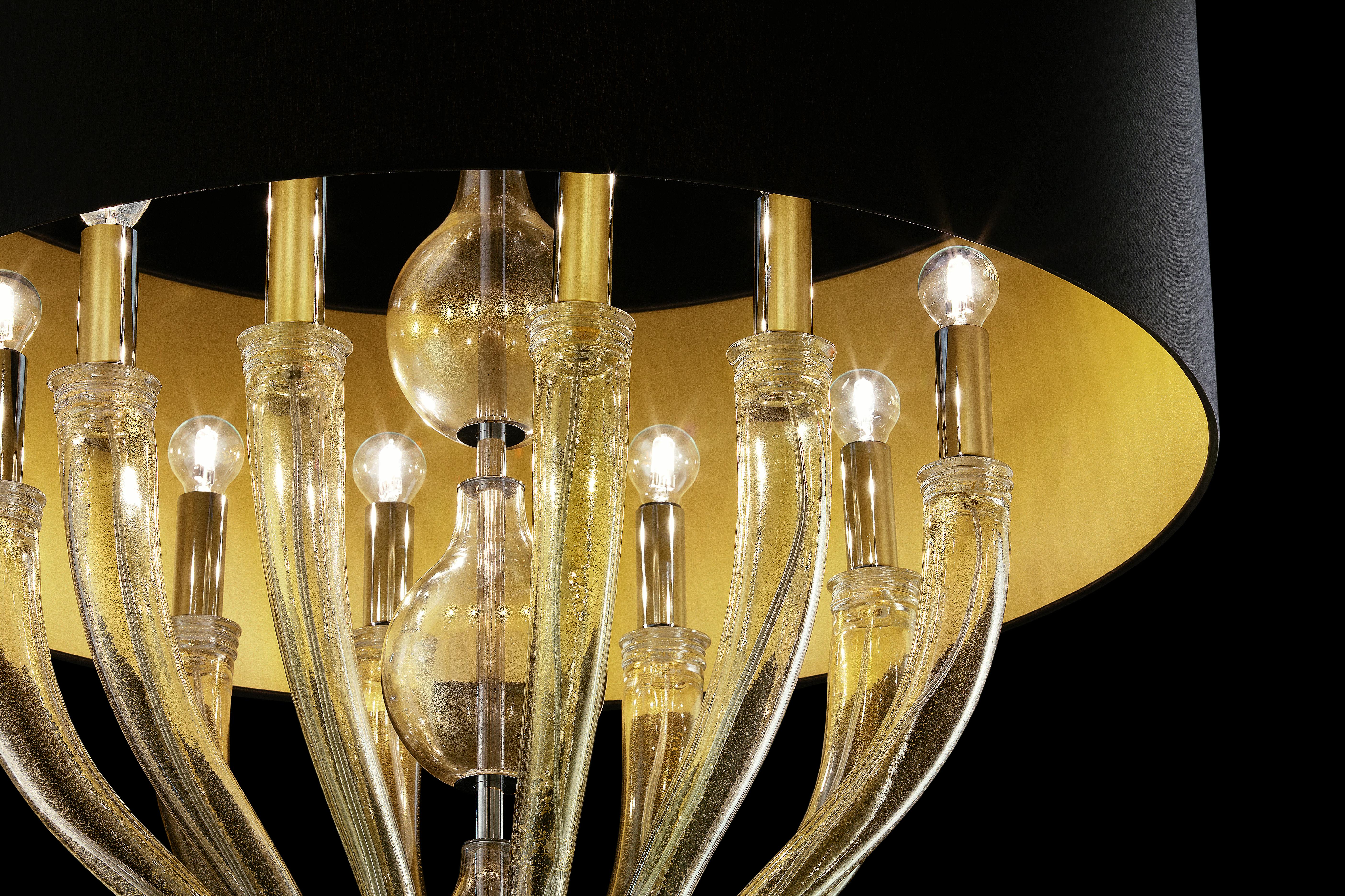 Gold (Gold_OO) Pandora 5675 10 Suspension Lamp in Glass with Black/Gold Shade, by Barovier&Toso 10