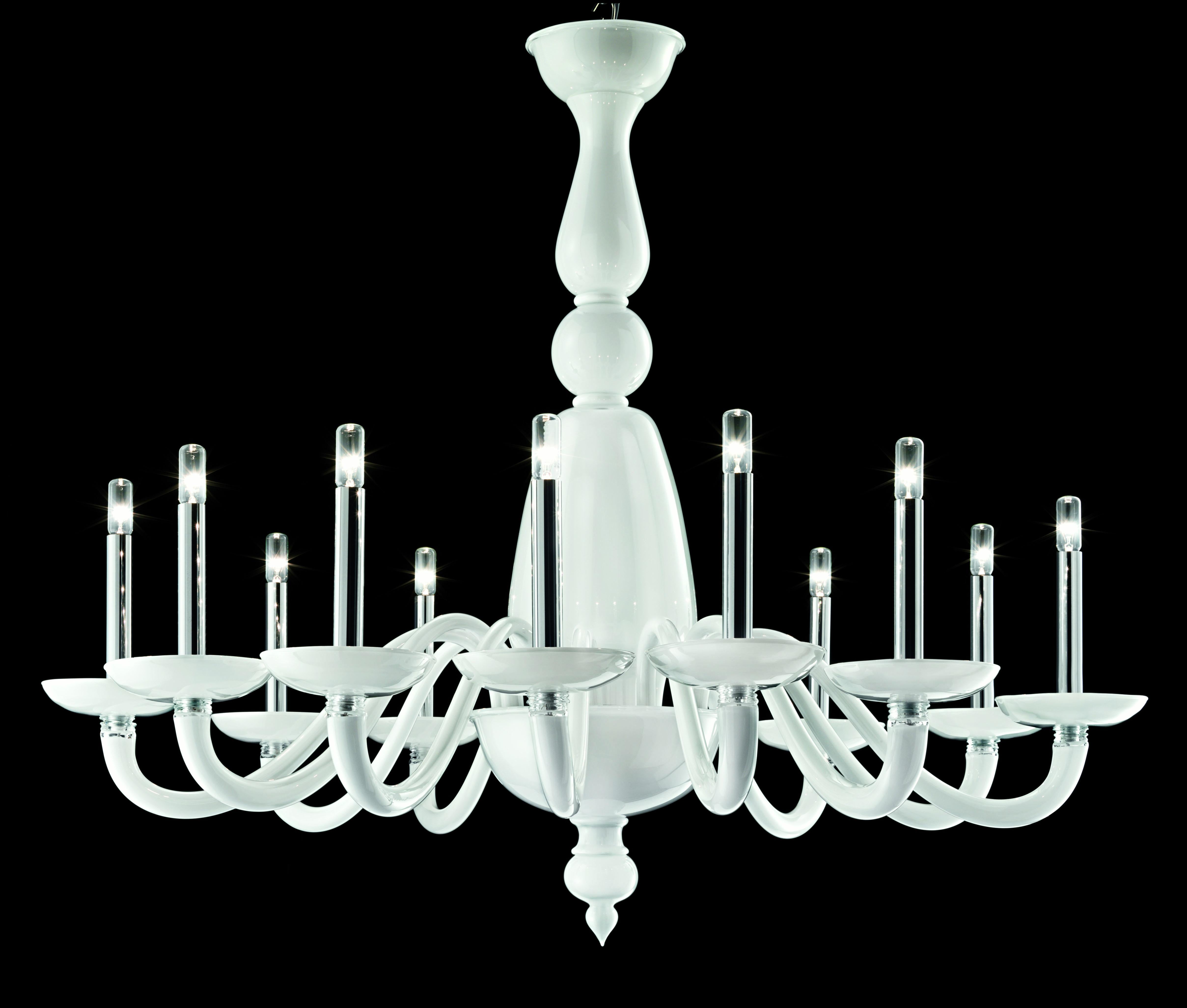 White (White_BB) Palladiano 5600 12 Chandelier in Glass, by Barovier&Toso 3