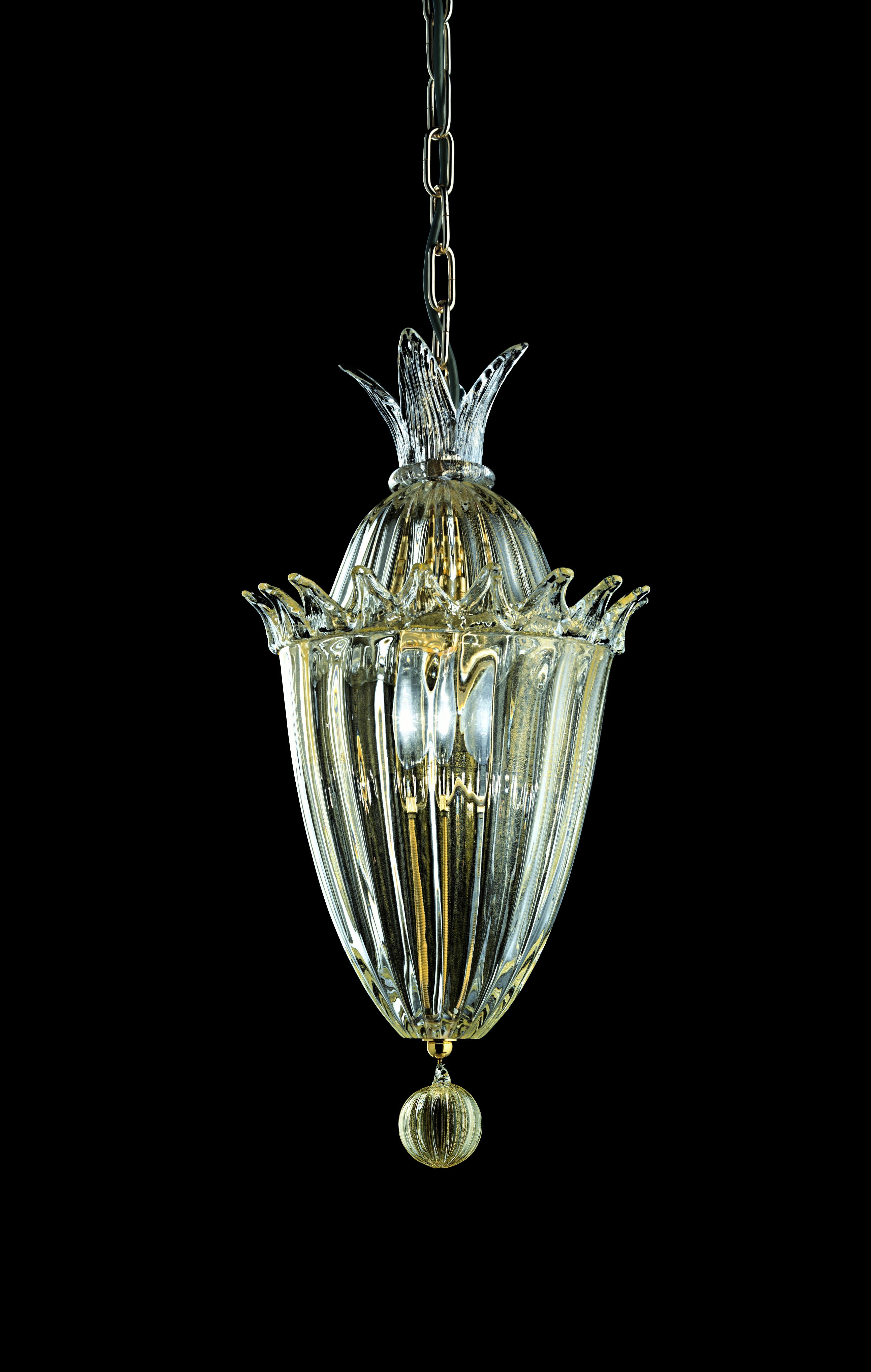 Yellow (Crystal Gold Decoration_DO) Fanali Veneziani 4430 Suspension Lamp in Glass, by Barovier&Toso 2