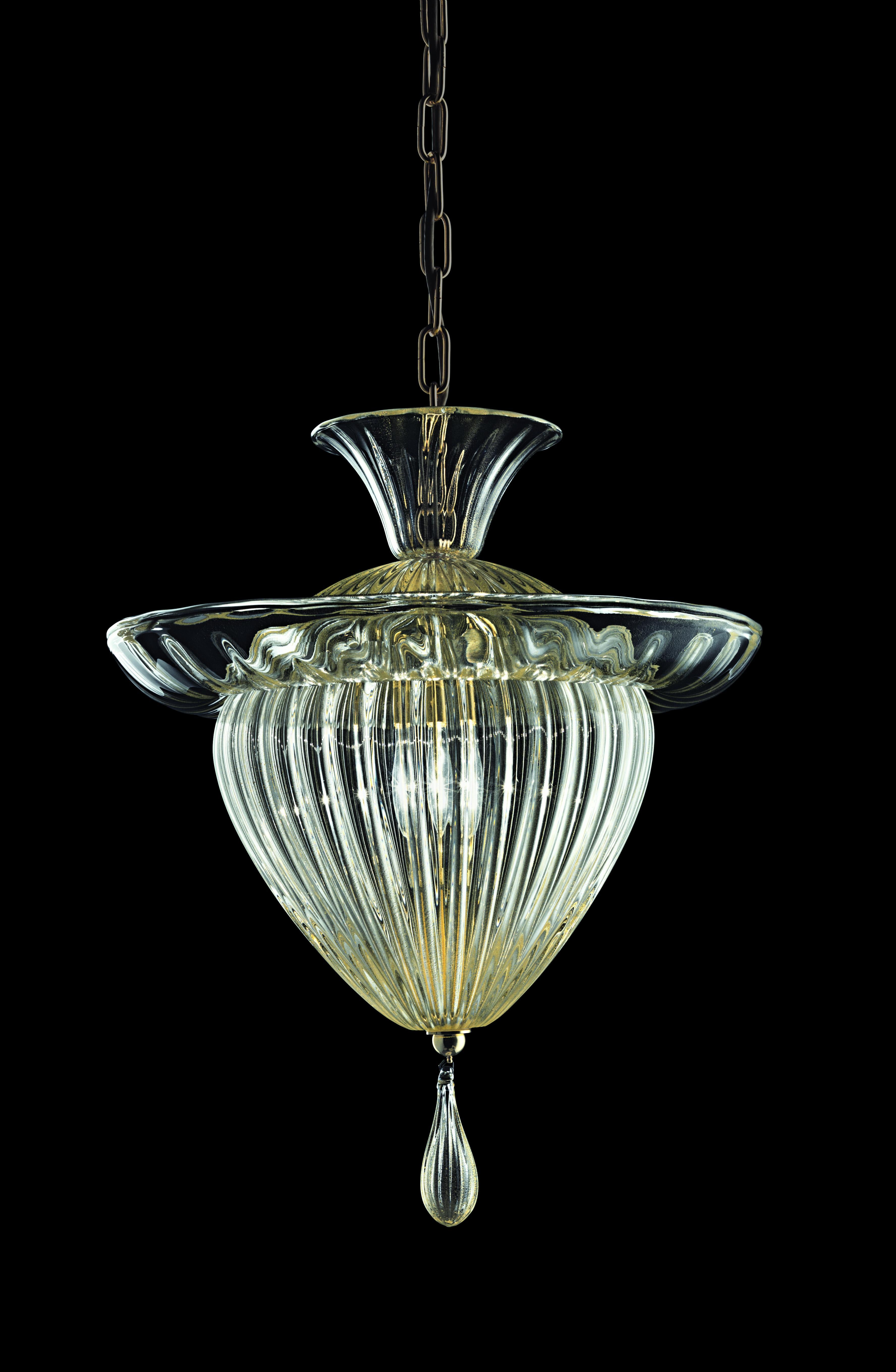 Yellow (Crystal Gold Decoration_DO) Fanali Veneziani 5382 Suspension Lamp in Glass, by Barovier&Toso 2