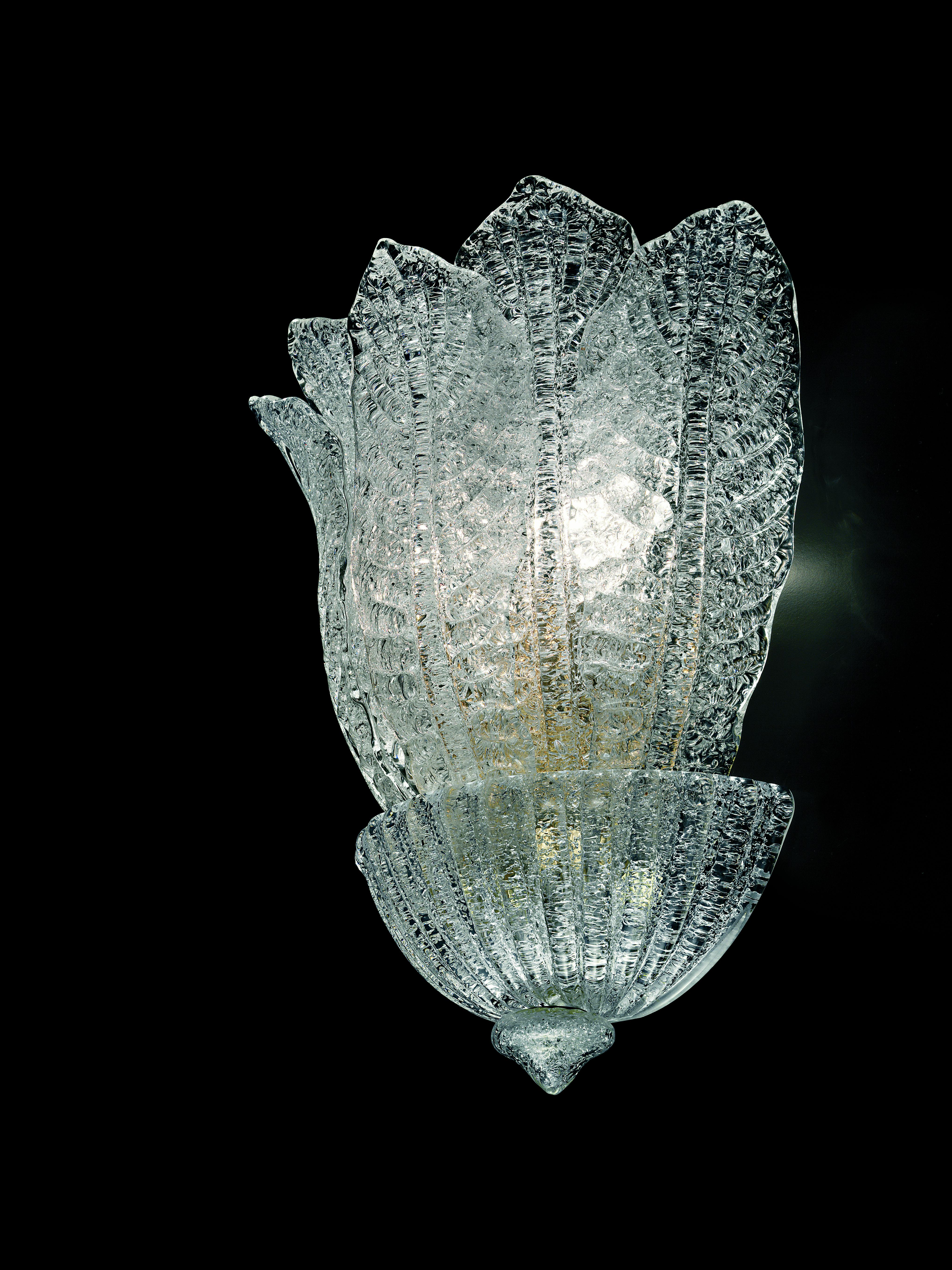 Clear (Crystal Rugiada_CR) Excelsior 5362 Wall Sconce in Glass with Galvanized Gold Finish, by Barovier 4