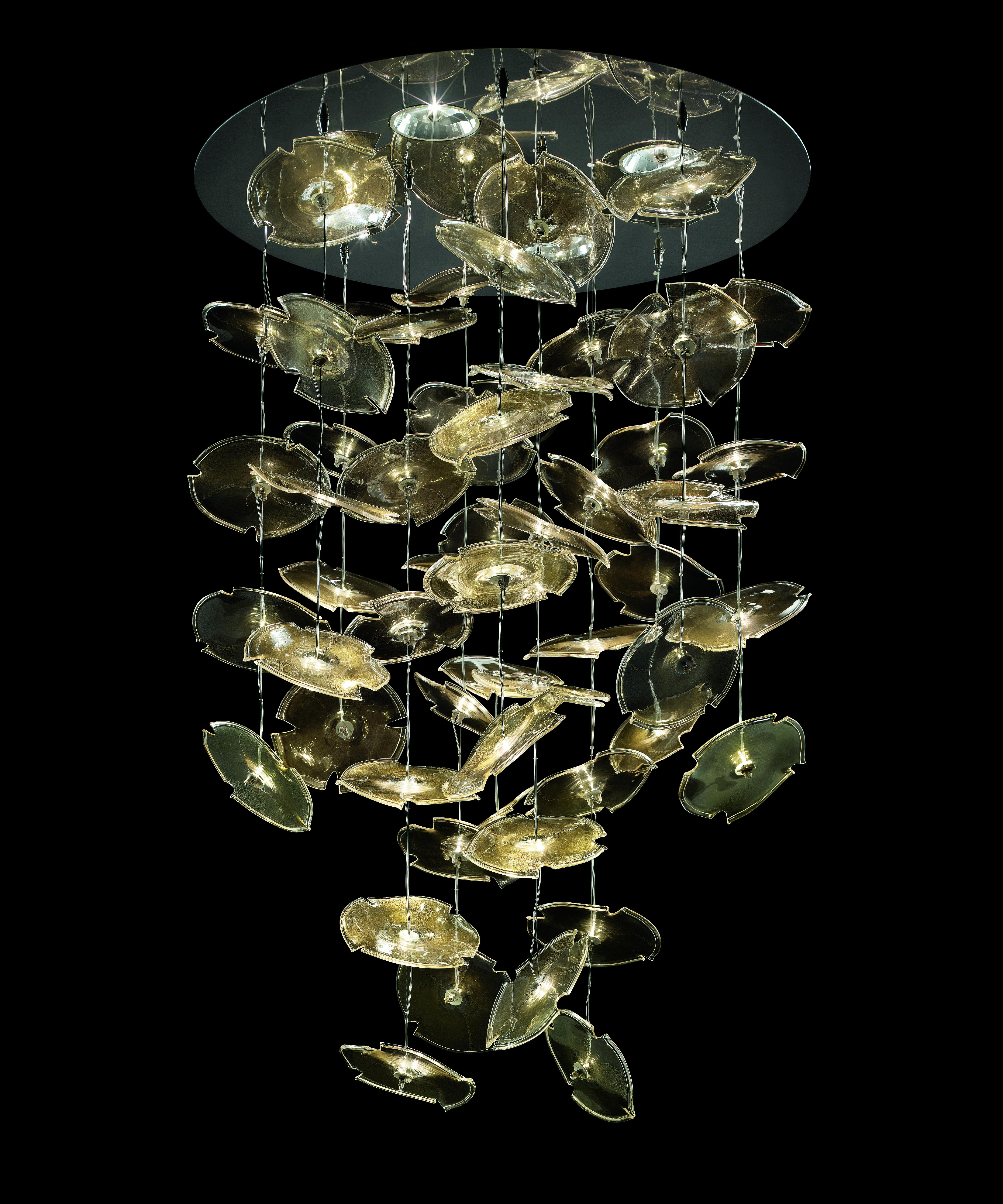 Gold (Crystal Gold_OO) Exagon 7126 Suspension Lamp in Glass with Polished Chrome, by Barovier&Toso 3