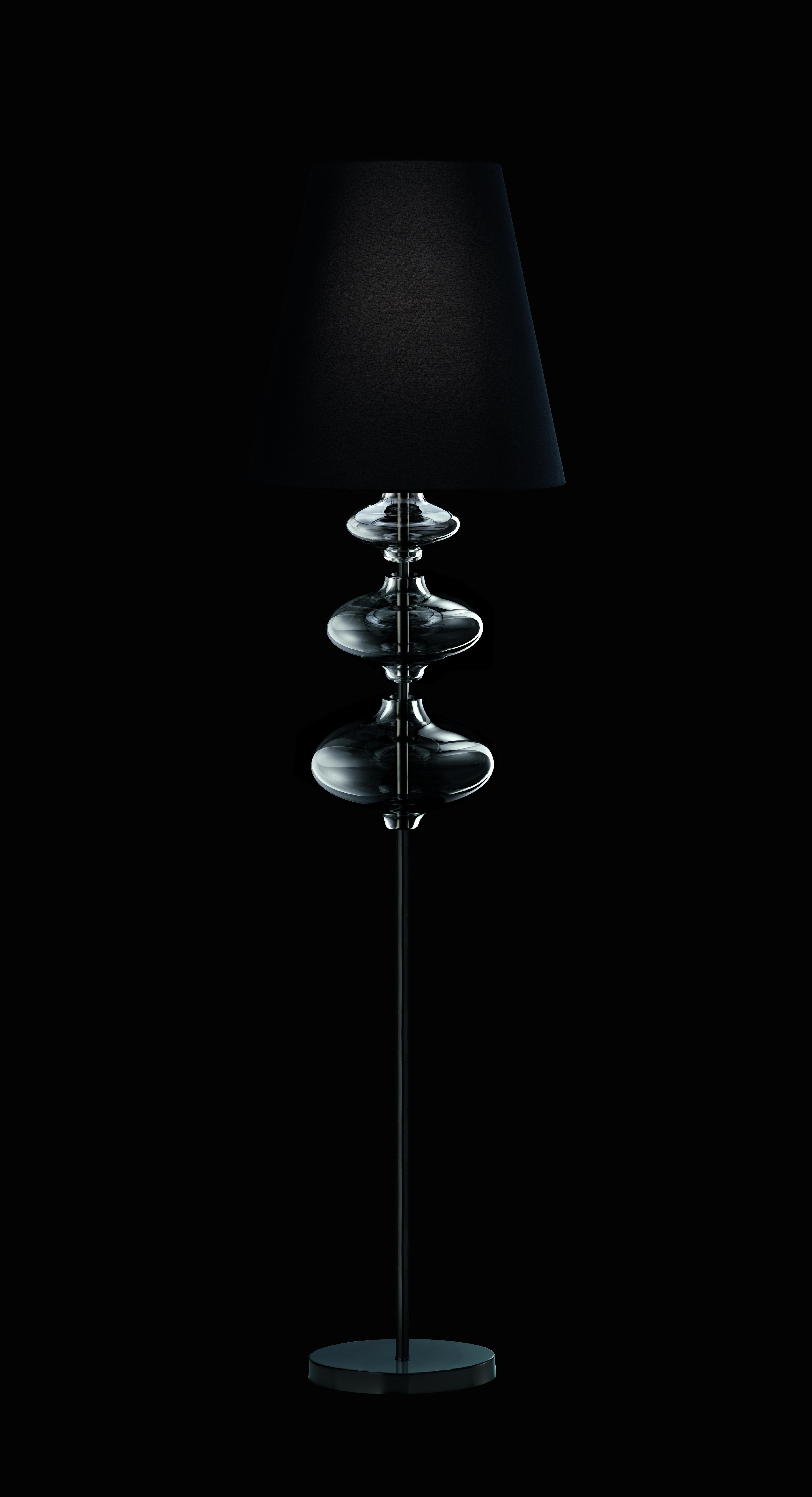 Gray (Grey_IC) Eva 7058 Floor Lamp in Glass with Black Shade, by Barovier & Toso