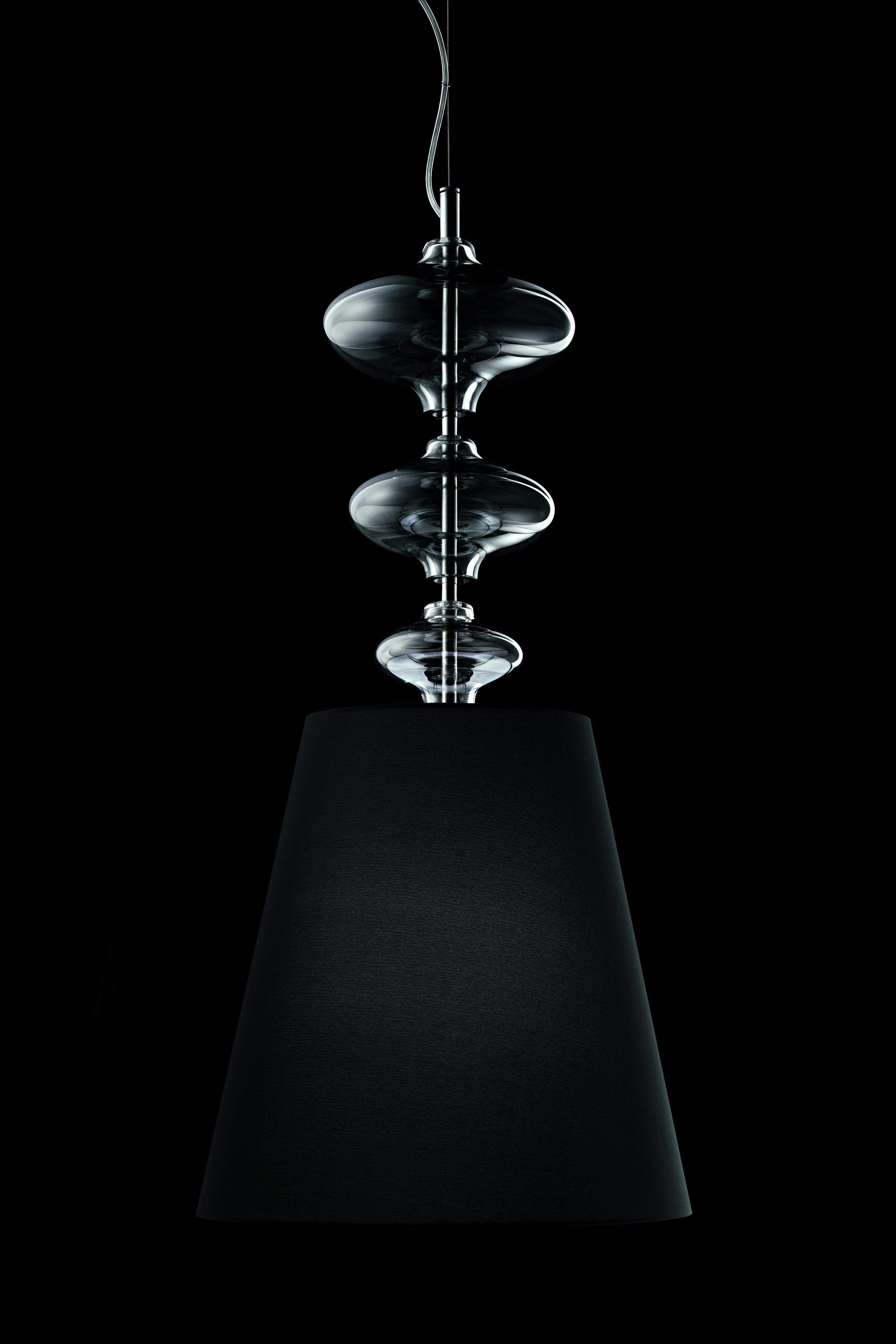 Gray (Grey_IC) Eva 7057 Suspension Lamp in Glass with Black Shade, by Barovier&Toso 3