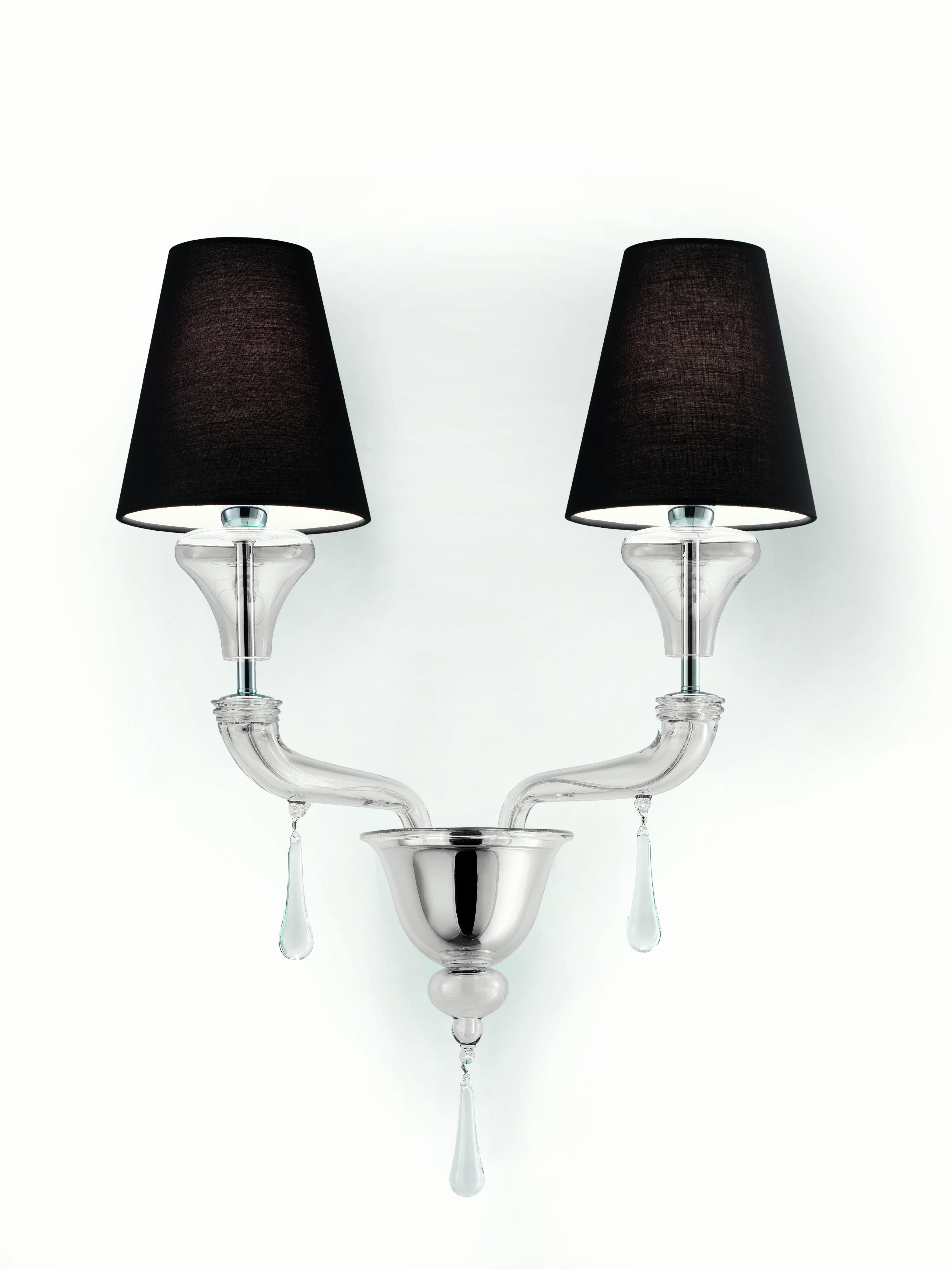 Clear (Crystal_CC) Nevada 5549 02 Wall Scone in Glass with Black Shade, by Barovier&Toso 3