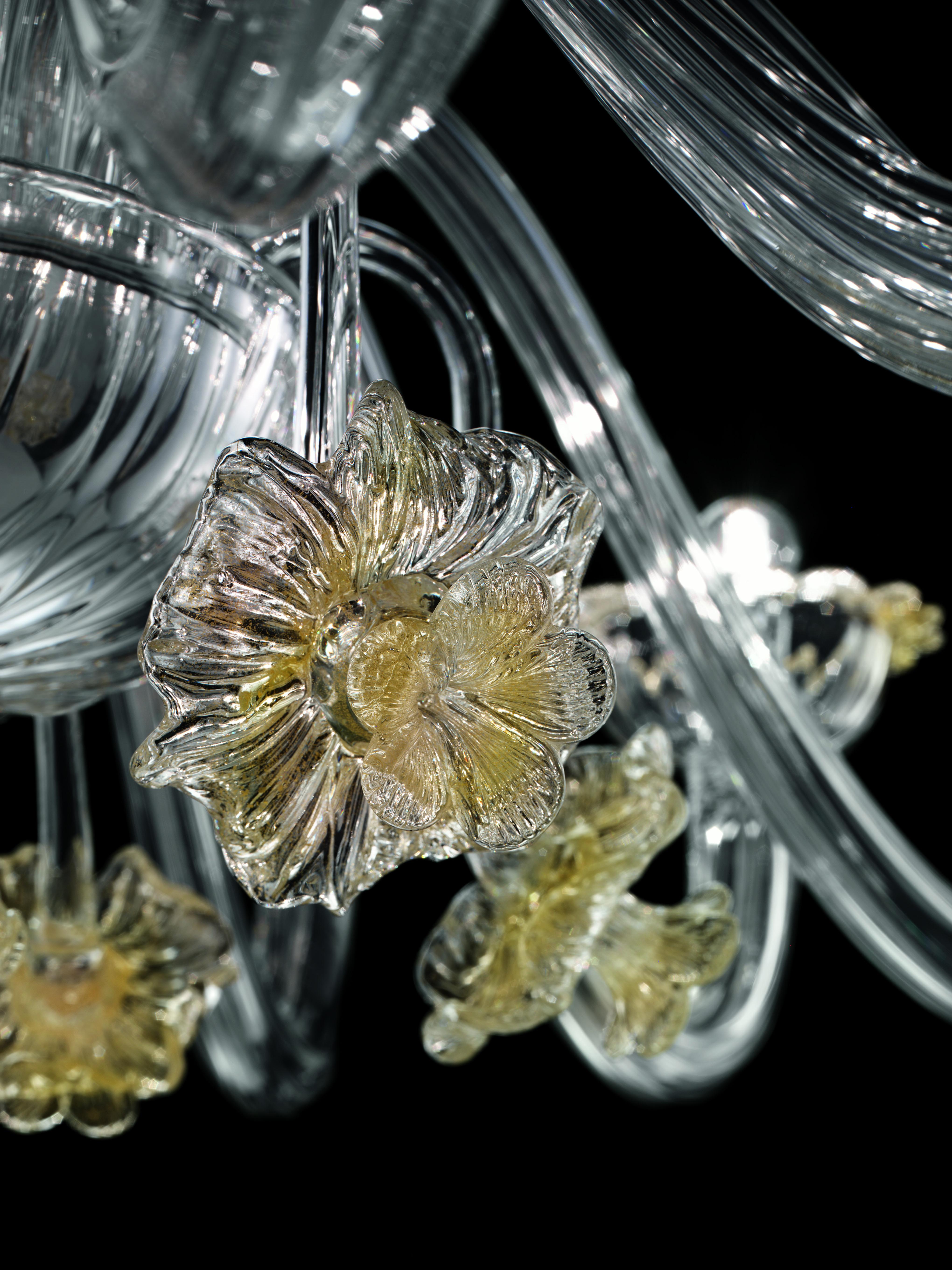Yellow (Crystal Gold Decoration_DO) Nekhel 5705 12 Chandelier in Glass, by Barovier & Toso 5