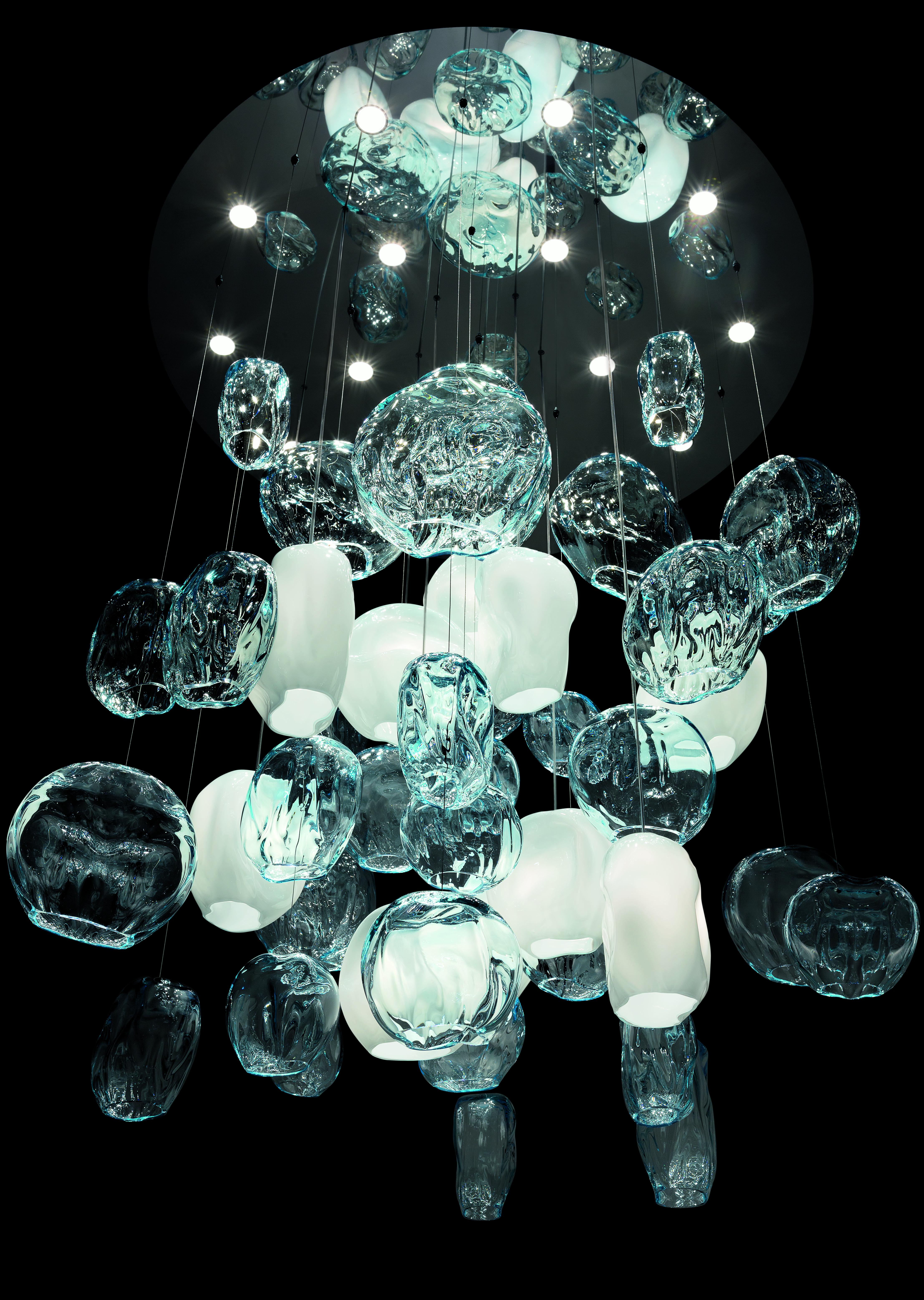 Blue (Aquamarine_AQ) Hanami 7297 Suspension Lamp in Glass, by Barovier & Toso 7
