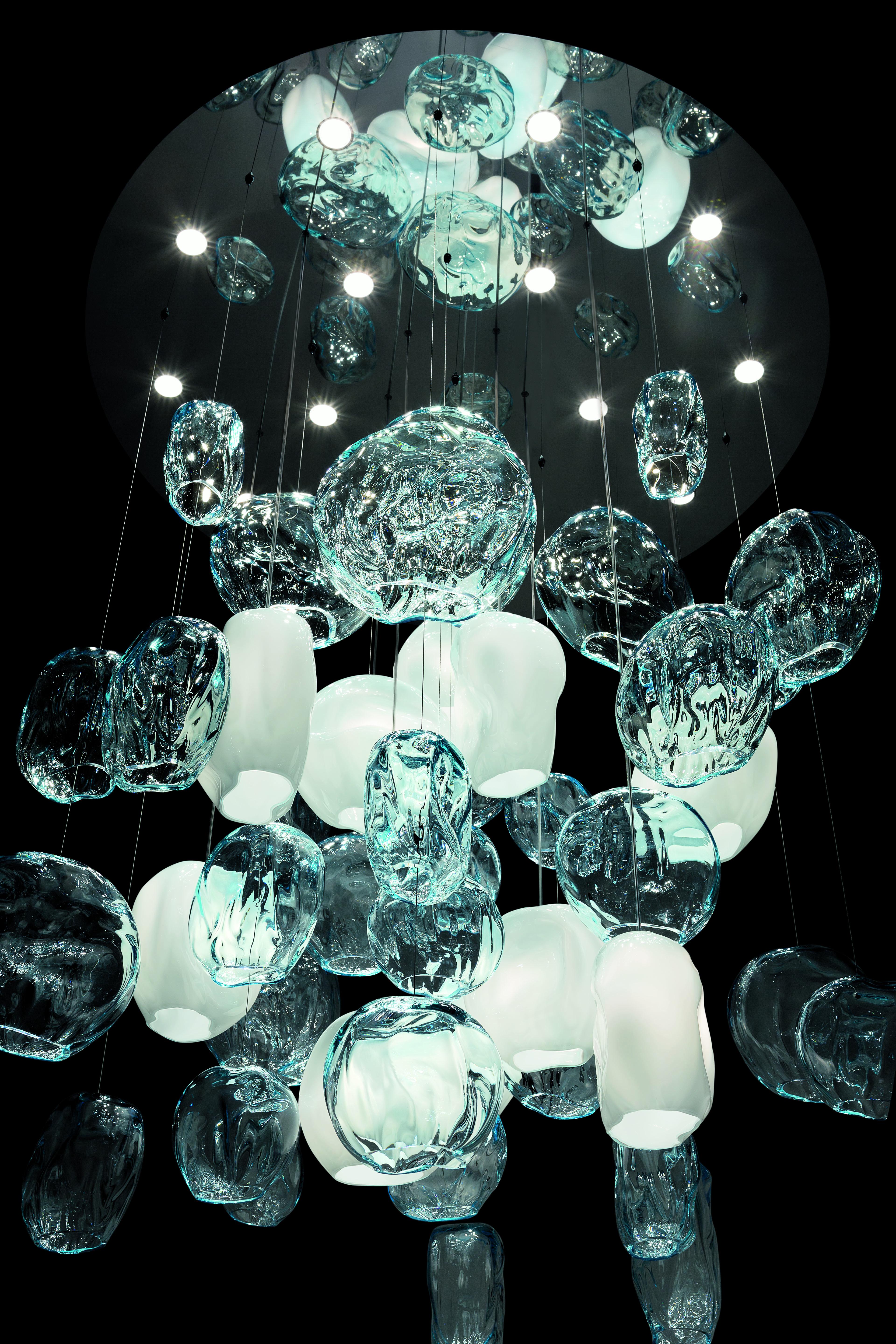 Blue (Aquamarine_AQ) Hanami 7297 Suspension Lamp in Glass, by Barovier & Toso 8