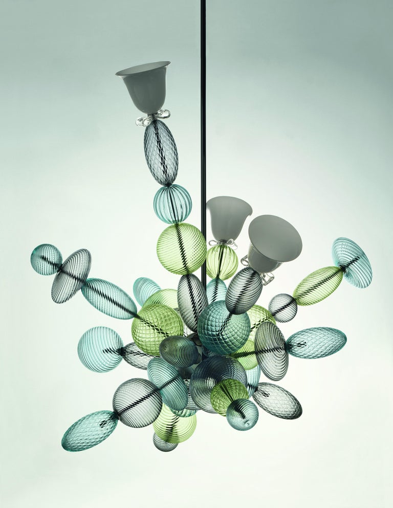 Multi (Crystal / Liquid Citron / Aquamarine / Grey / White_WZ) Perseus 7265 Suspension Lamp in Glass, by Marcel Wanders 6