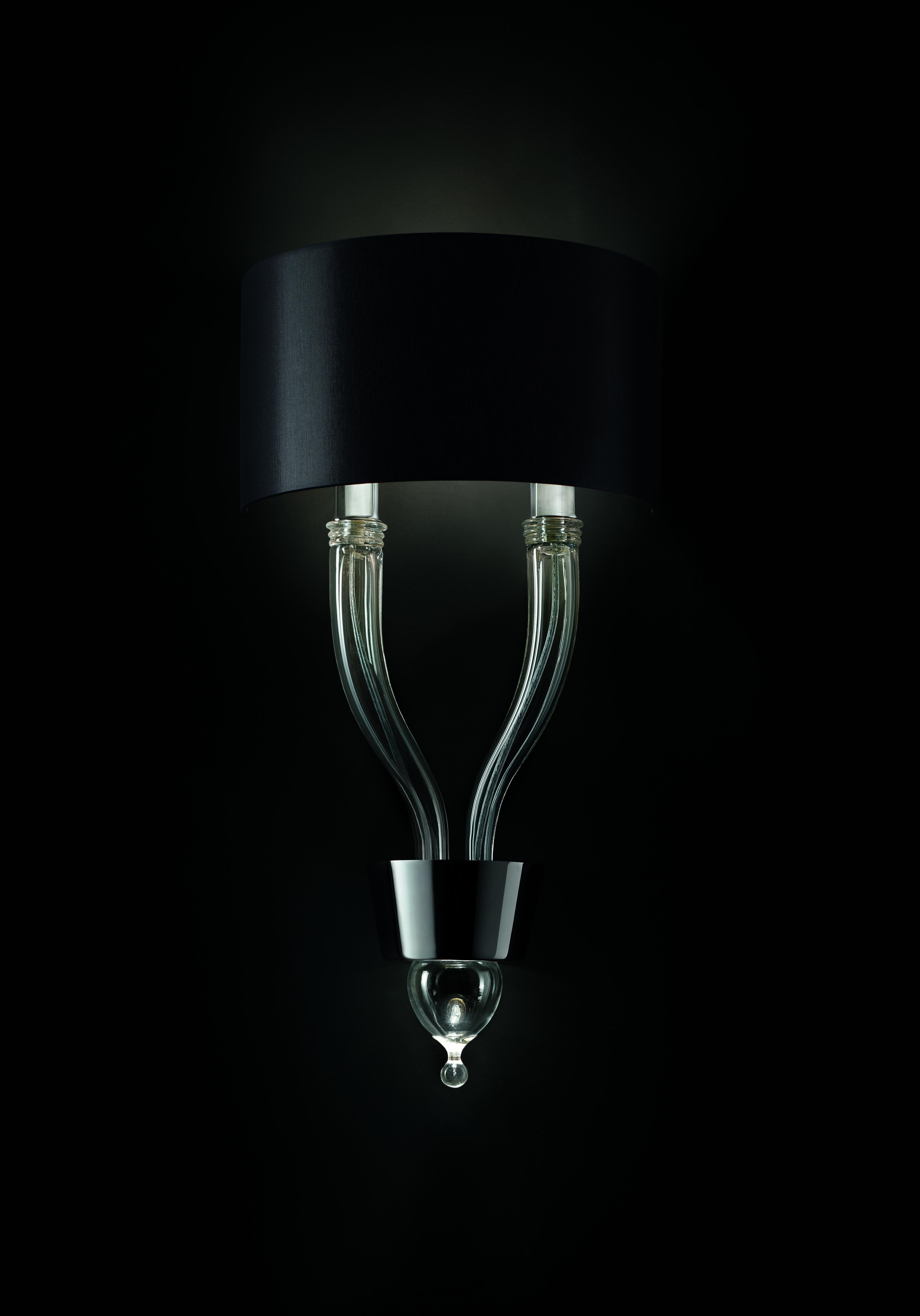 Clear (Crystal_CC) Pandora 5675 02 Wall Sconce in Glass with Black Shade, by Barovier&Toso 2