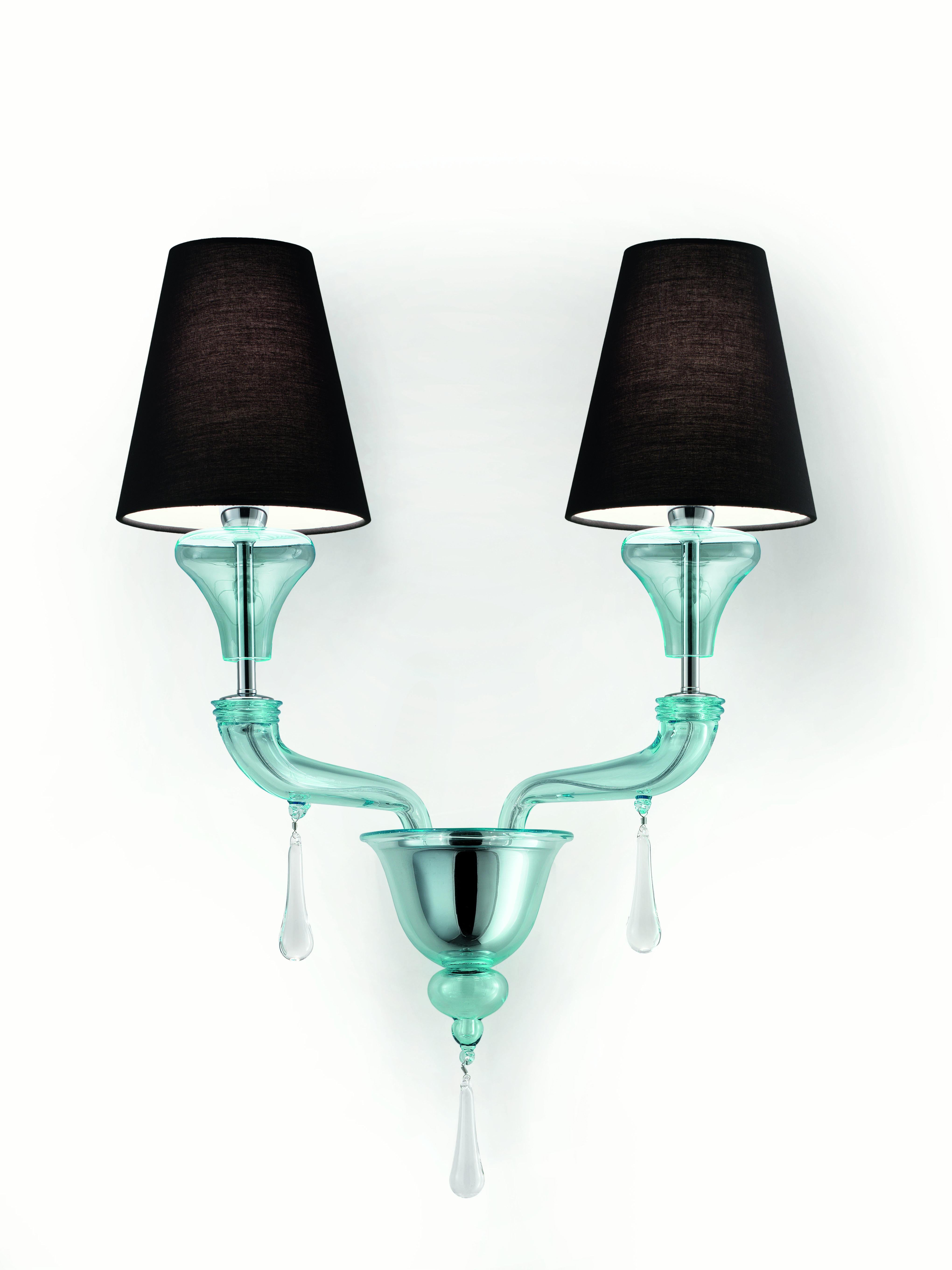 Blue (Aquamarine_AQ) Nevada 5549 02 Wall Scone in Glass with Black Shade, by Barovier&Toso 3