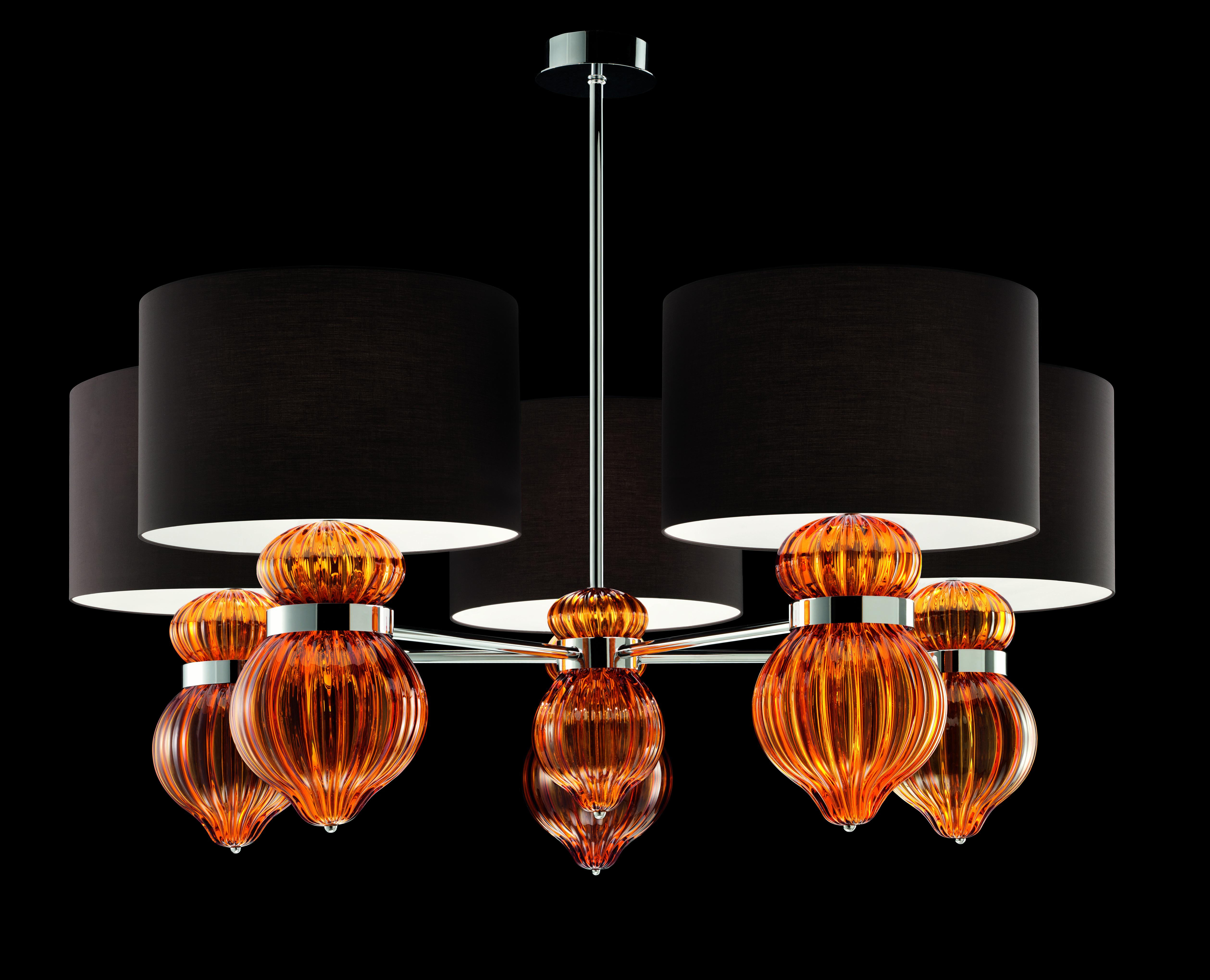 Orange (Caramel_CA) Medina 5684 05 Suspension Lamp in Glass with Brown Shade by, Barovier & Toso 4
