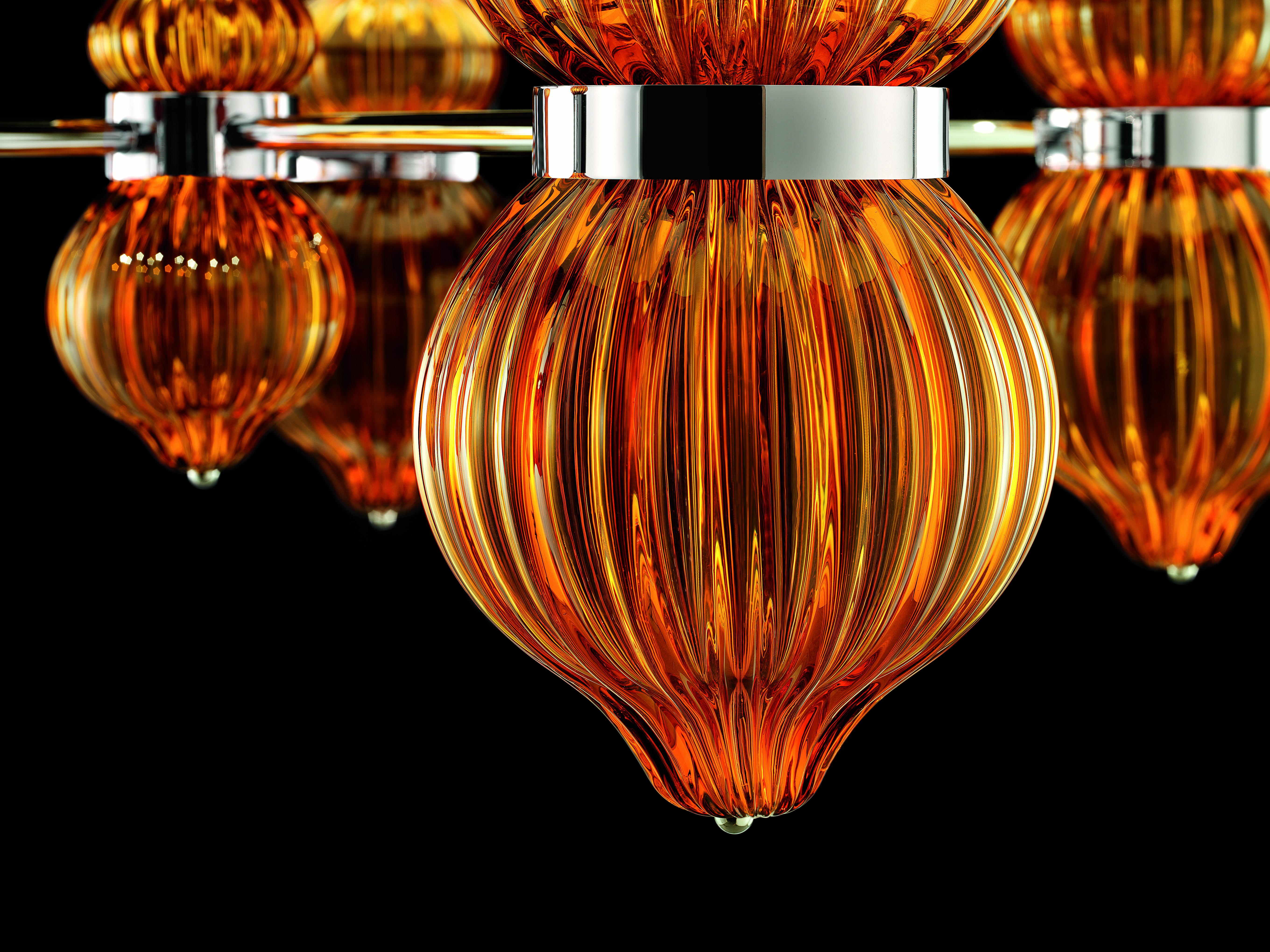 Orange (Caramel_CA) Medina 5684 05 Suspension Lamp in Glass with Brown Shade by, Barovier & Toso 6