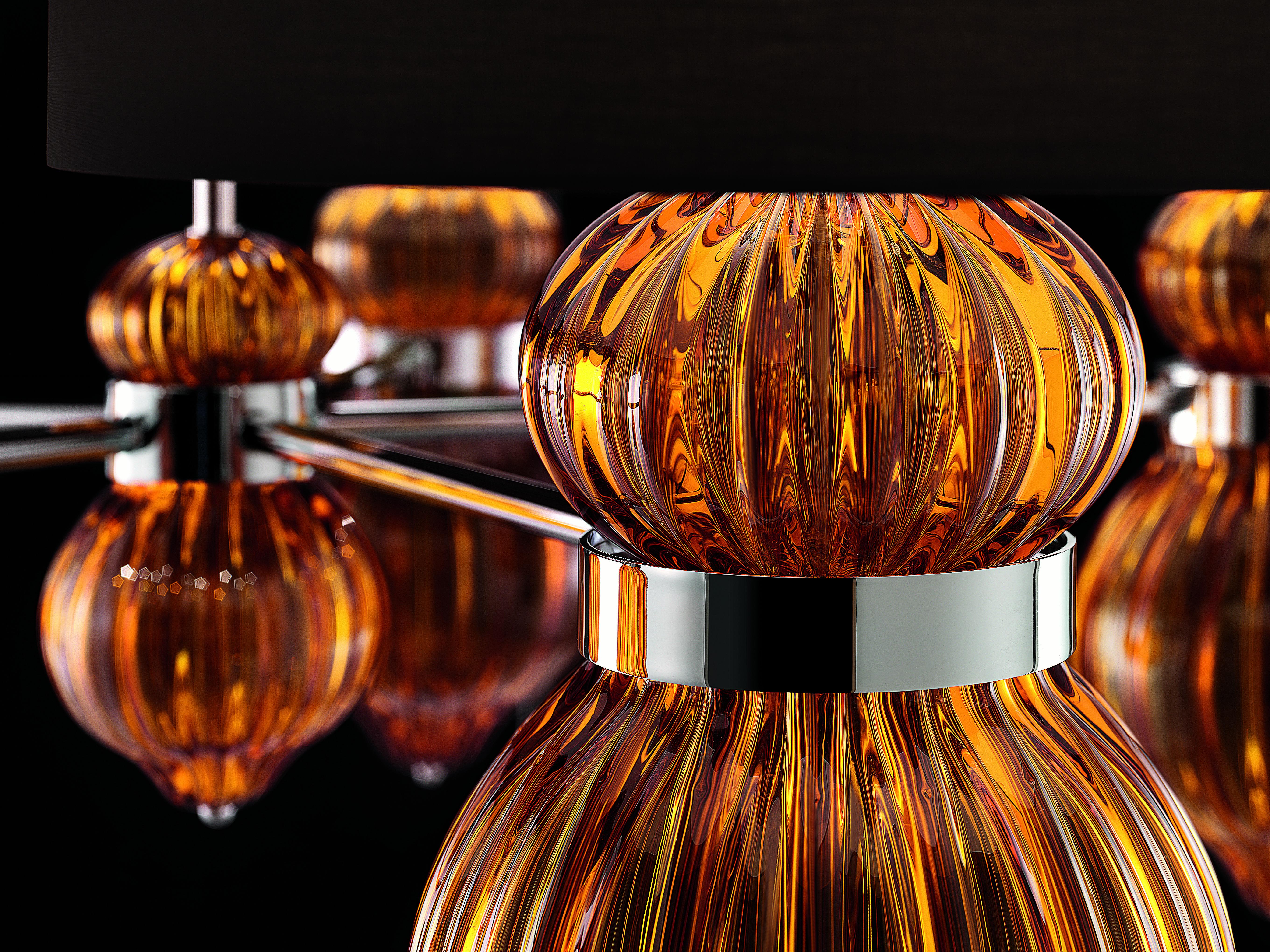 Orange (Caramel_CA) Medina 5684 05 Suspension Lamp in Glass with Brown Shade by, Barovier & Toso 5