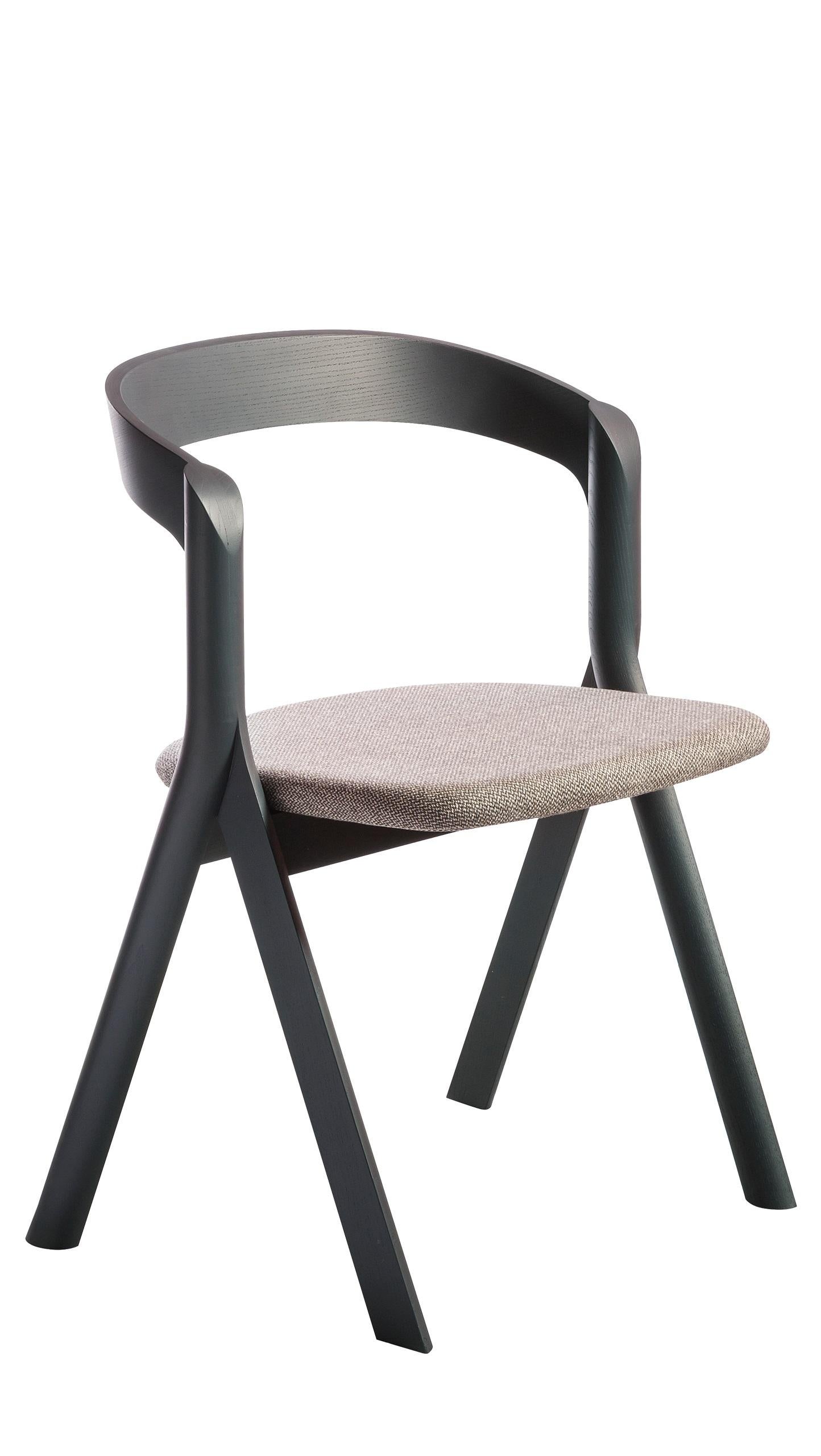 For Sale: White (Anthracite Ash) Diverge Chair in Wood Structure, Dove Gray Cushion, by Skrivo Design
