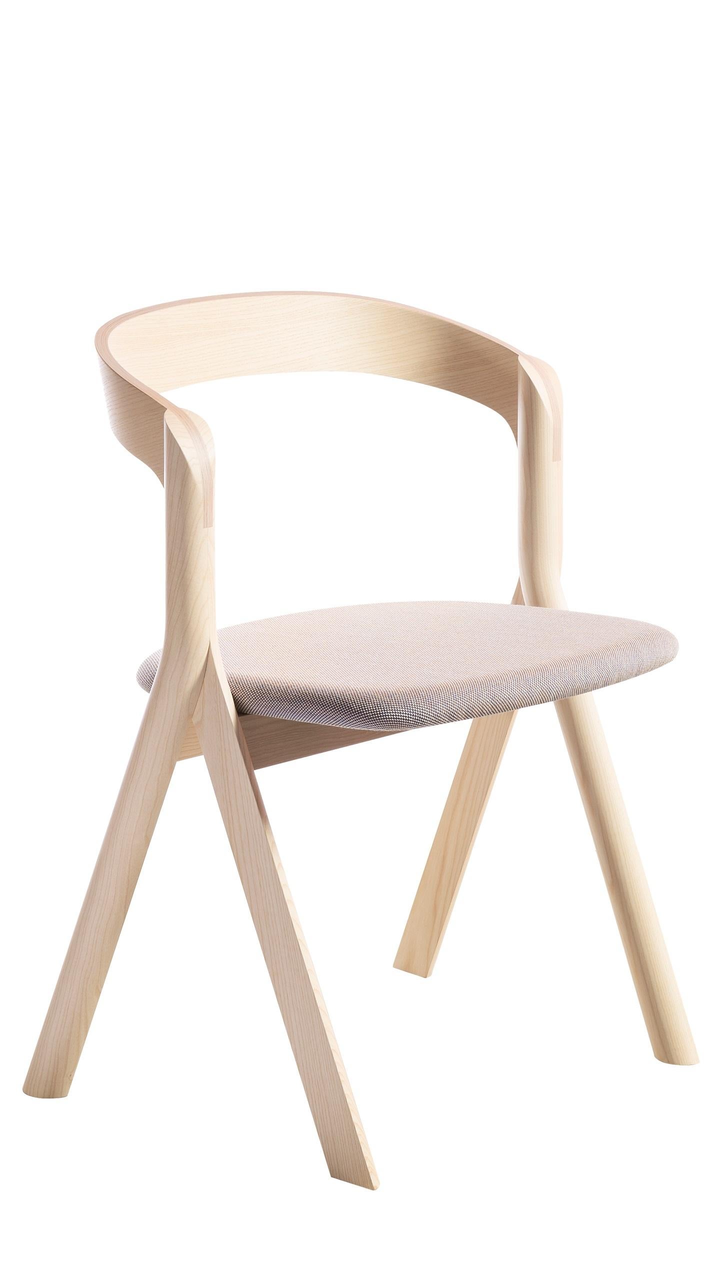 For Sale: Beige (Ash Wood) Diverge Chair in Wood Structure, Dove Gray Cushion, by Skrivo Design 2