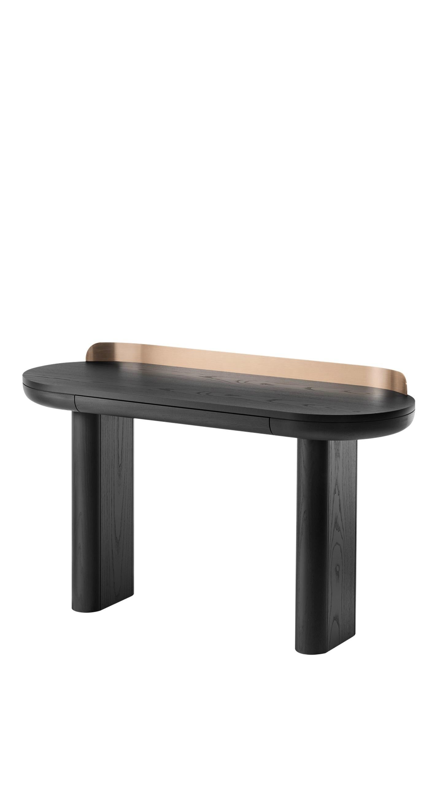 For Sale: Orange (Copper Metal) Jumbo Table with Structure in Black Ash, by Paolo Cappello 4