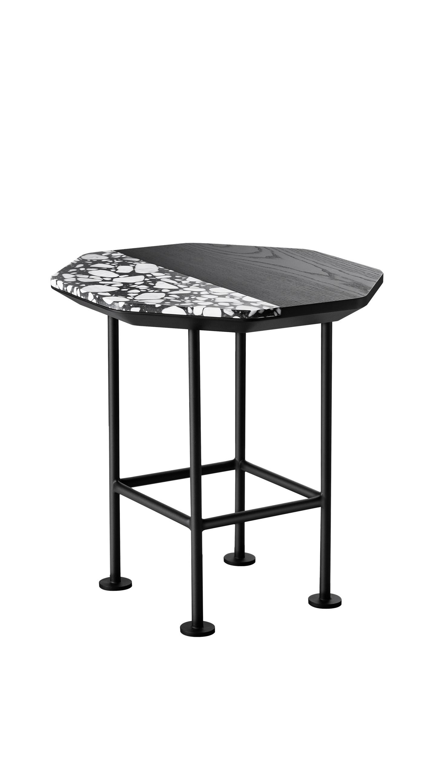 For Sale: Black (Palladio Moro Marble & Black Ash) Ringo High Coffee Table in Lacquered Black Legs, by Matteo Zorzenoni 2
