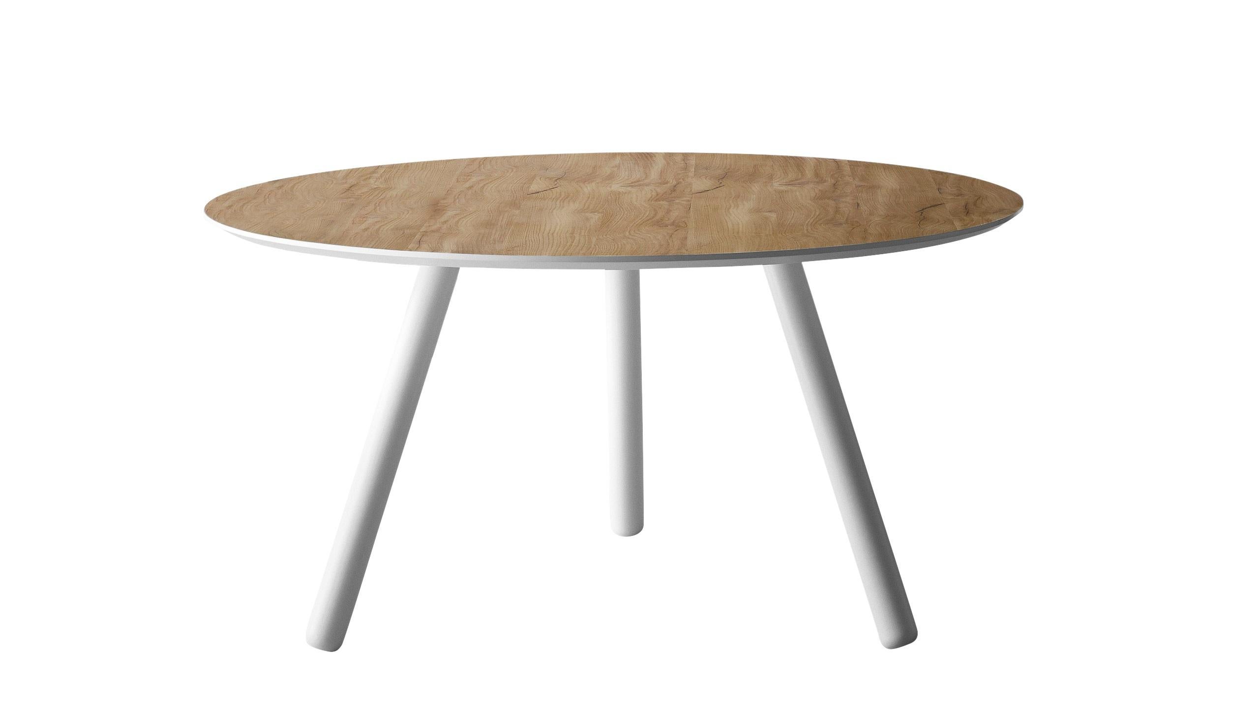 Im Angebot: Pixie Großer Runder Tisch mit weiß lackierten Beinen:: von Miniforms Lab, Brown (Canaletto Walnut) 2