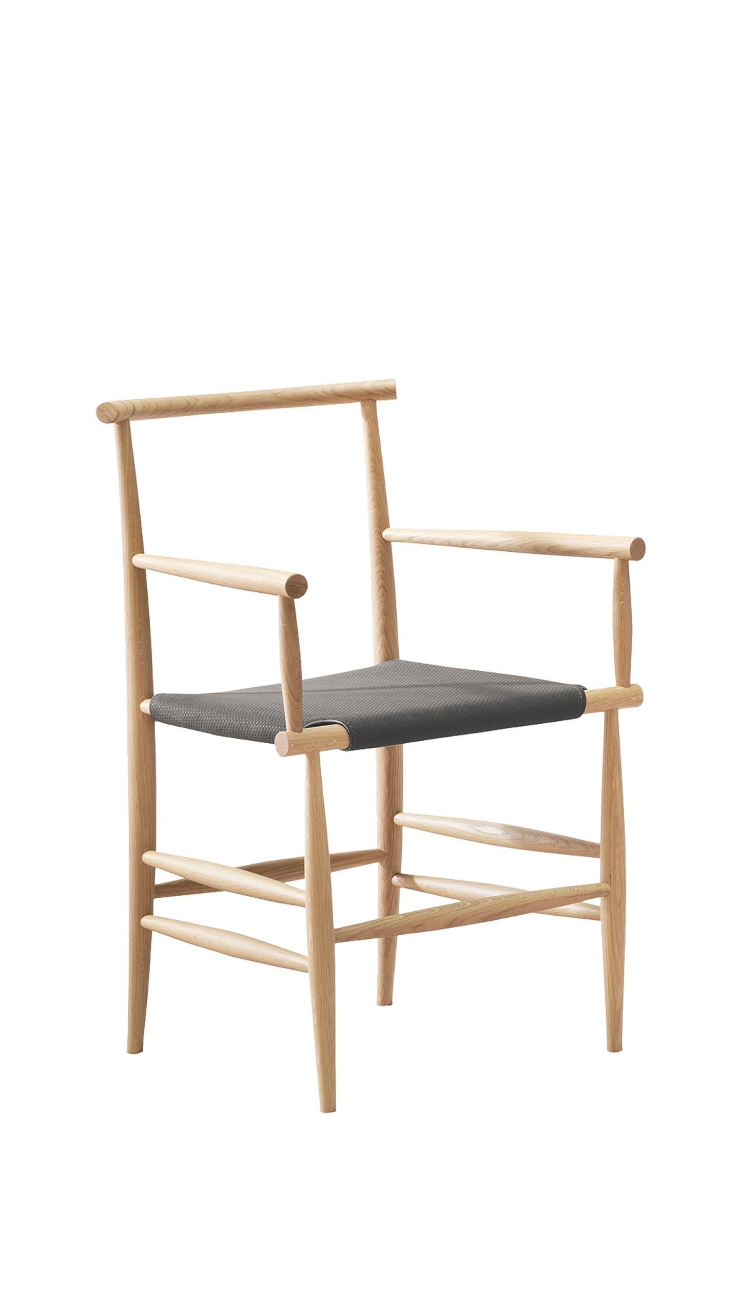 For Sale: Gray (Sponge Dark Gray) Pelleossa Armchair in Beech & Upholstered Seat, by Francesco Faccin 2