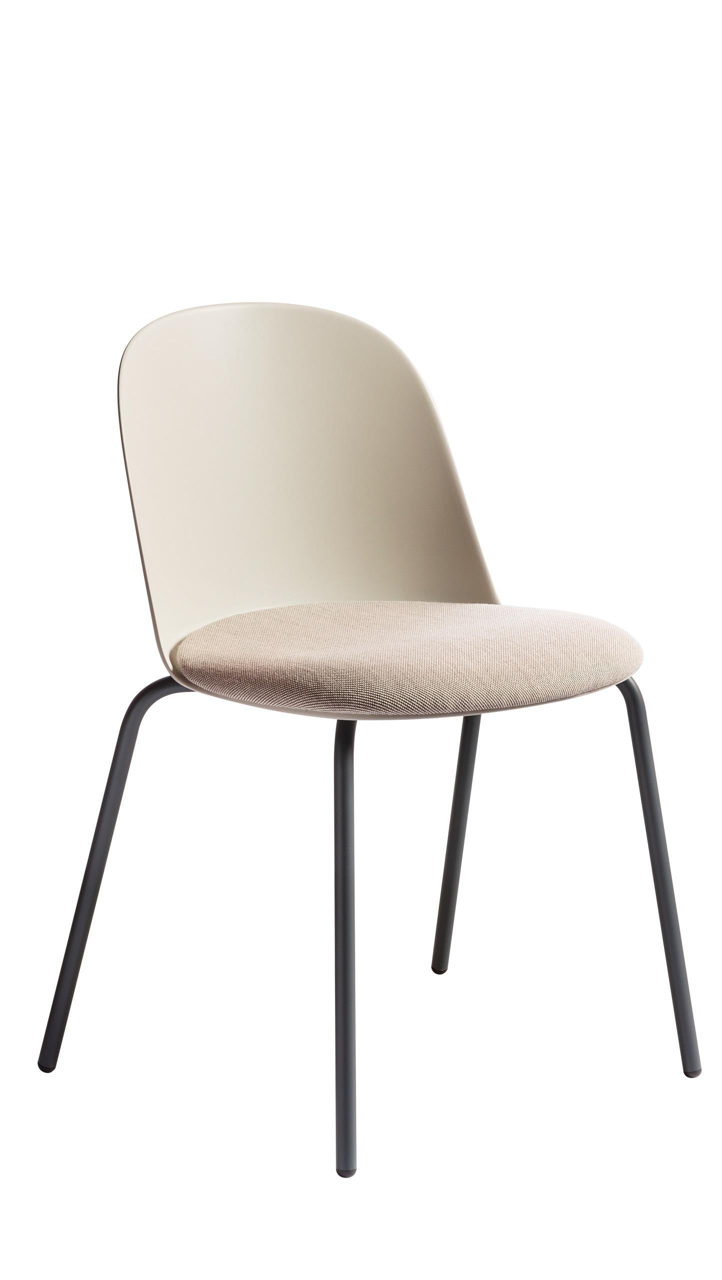 For Sale: Beige (Trame_ Beige) Mariolina Chair in Anthracite Metal Legs, Silk Gray Shell, by E-GGs 2