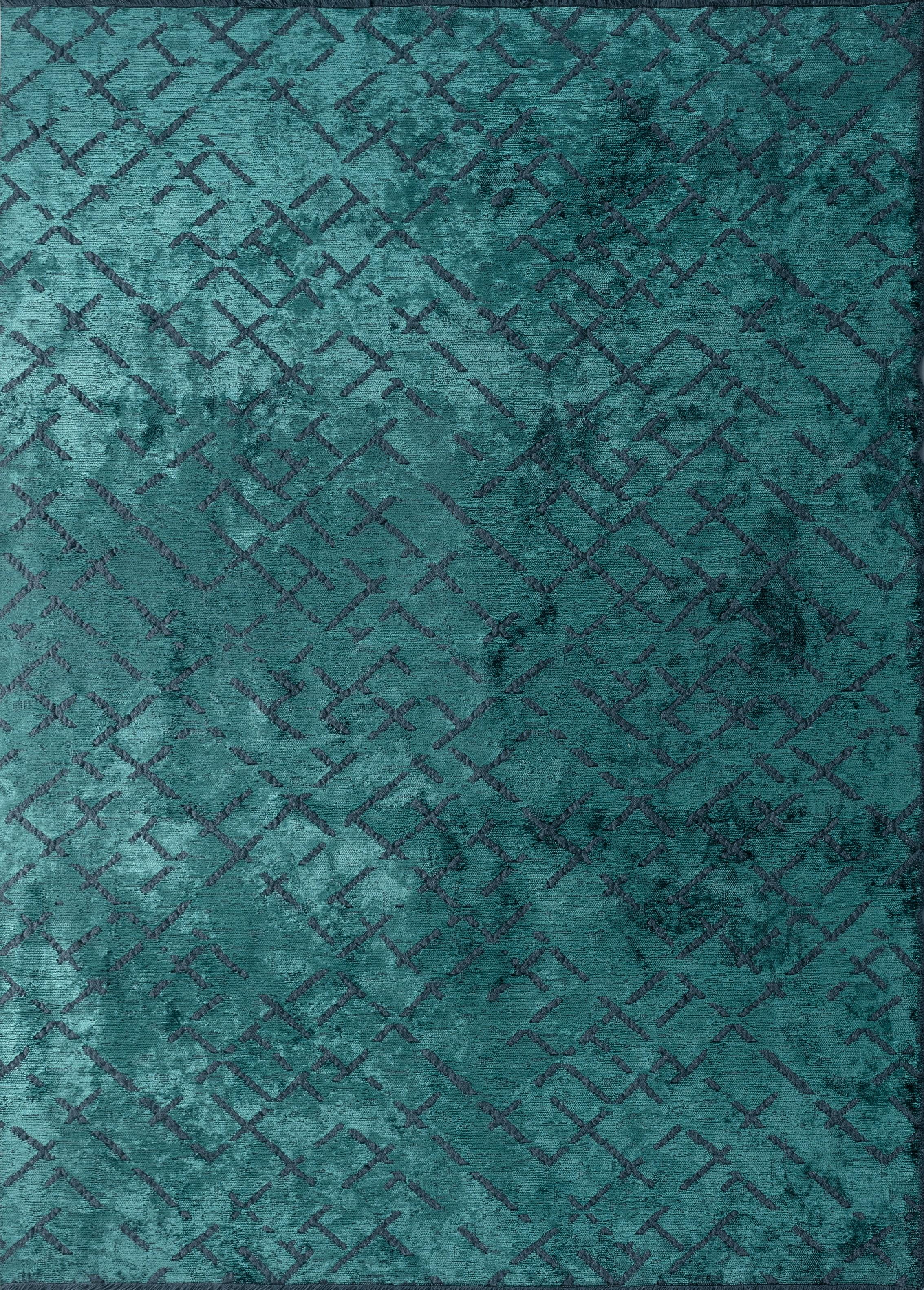 For Sale:  (Green) Modern  Abstract Luxury Hand-Finished Area Rug