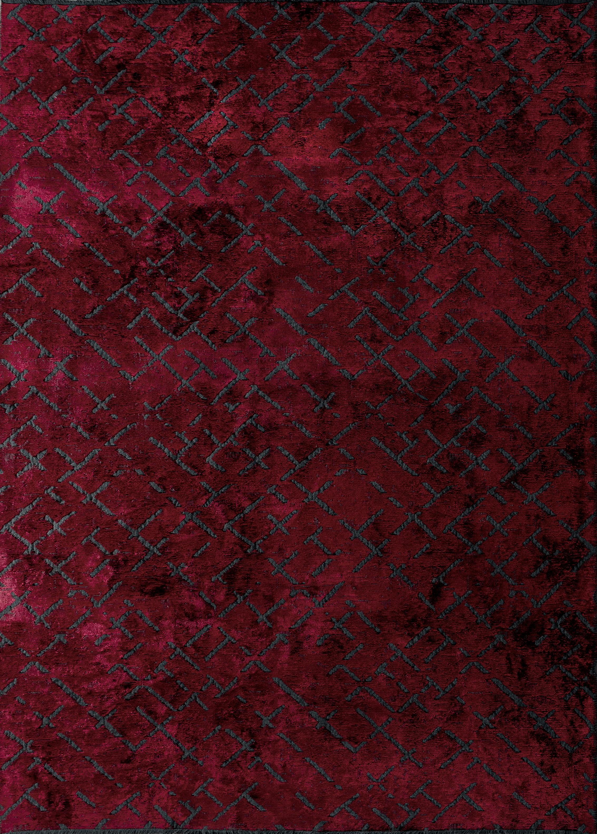 For Sale:  (Red) Modern  Abstract Luxury Hand-Finished Area Rug