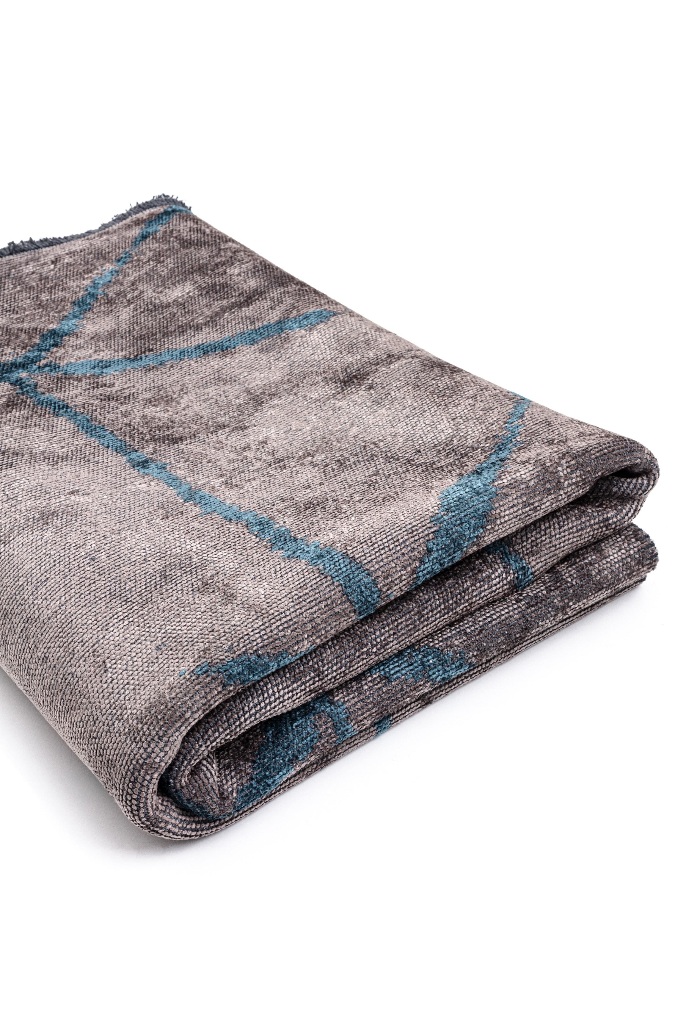 En vente :  (Gris) Tapis de sol Moderns Abstract Luxury, fini à la main 4