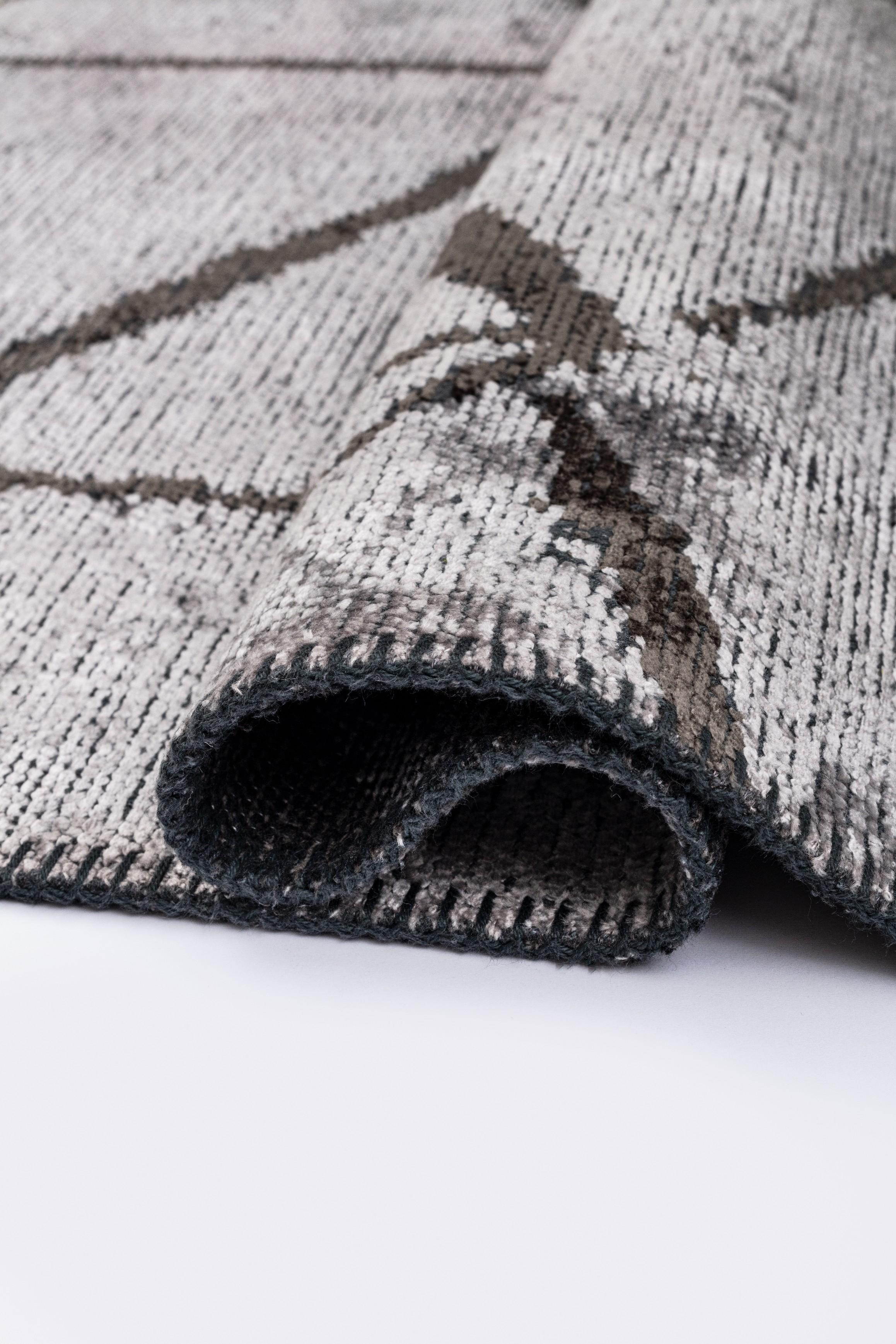 En vente :  (Gris) Tapis de sol Moderns Abstract Luxury, fini à la main 2