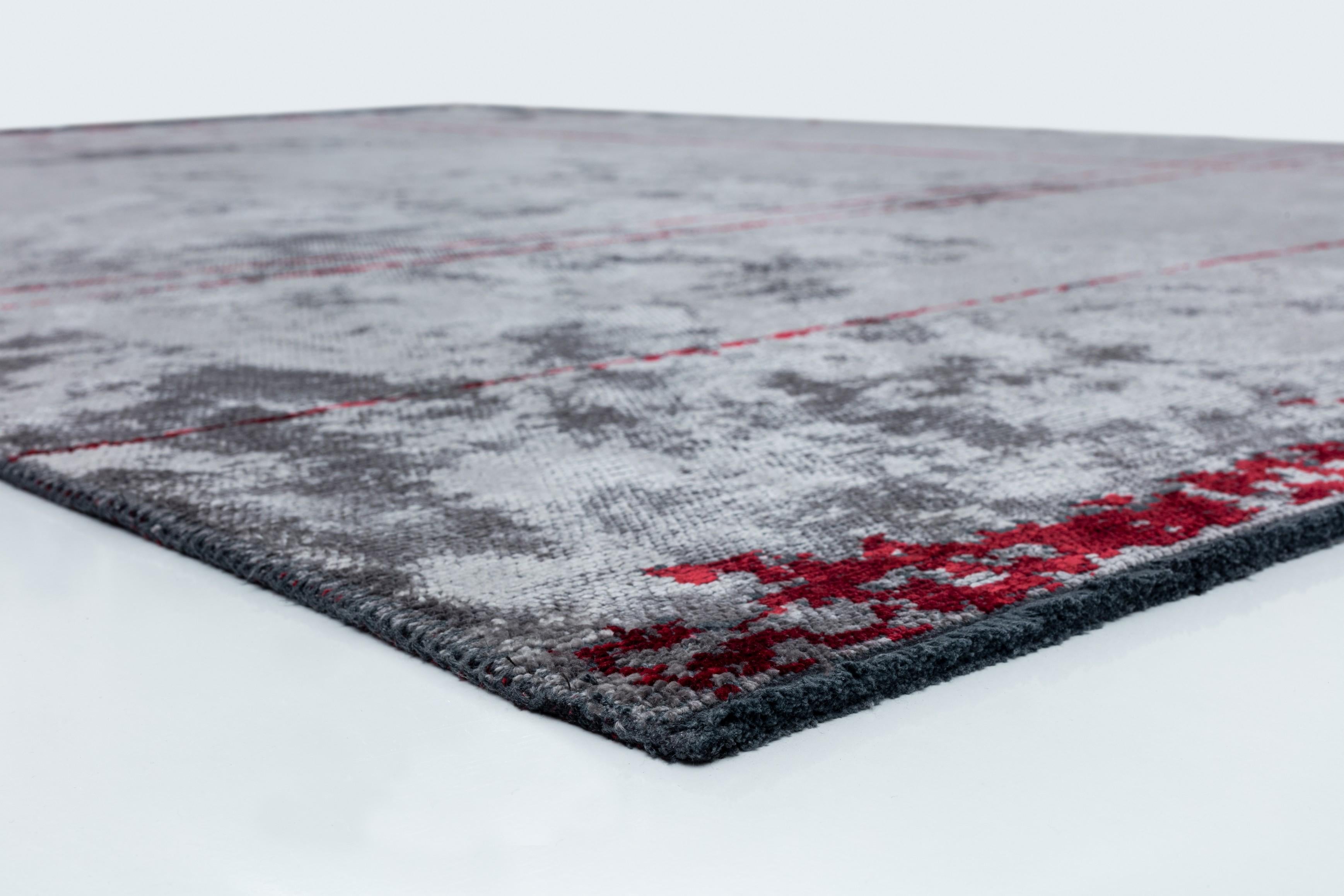 En venta: Moderno  Alfombra de lujo abstracta  (Gris) 4