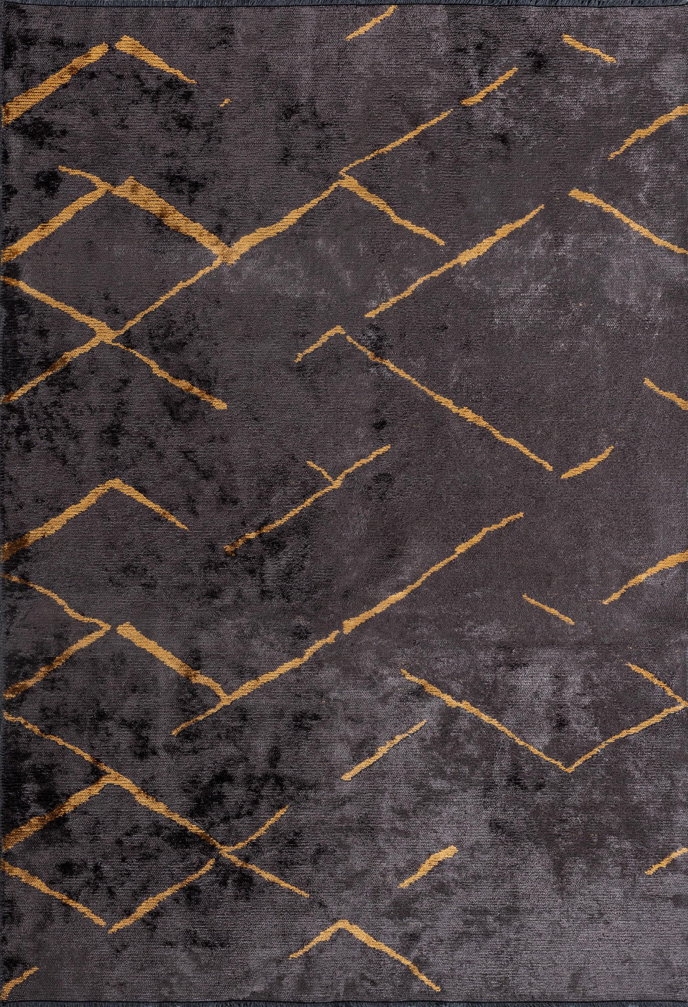 Im Angebot: Moderner abstrakter Luxus-Teppichboden,  (Schwarz)