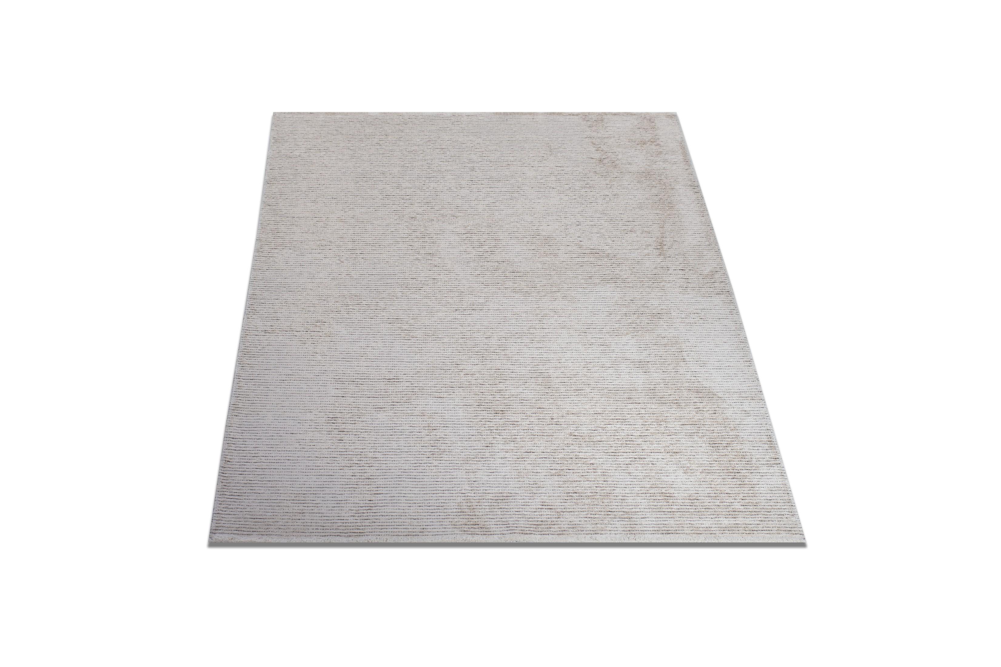 Im Angebot: Moderner gestreifter Luxus-Teppich, handgefertigt,  (Grau) 2