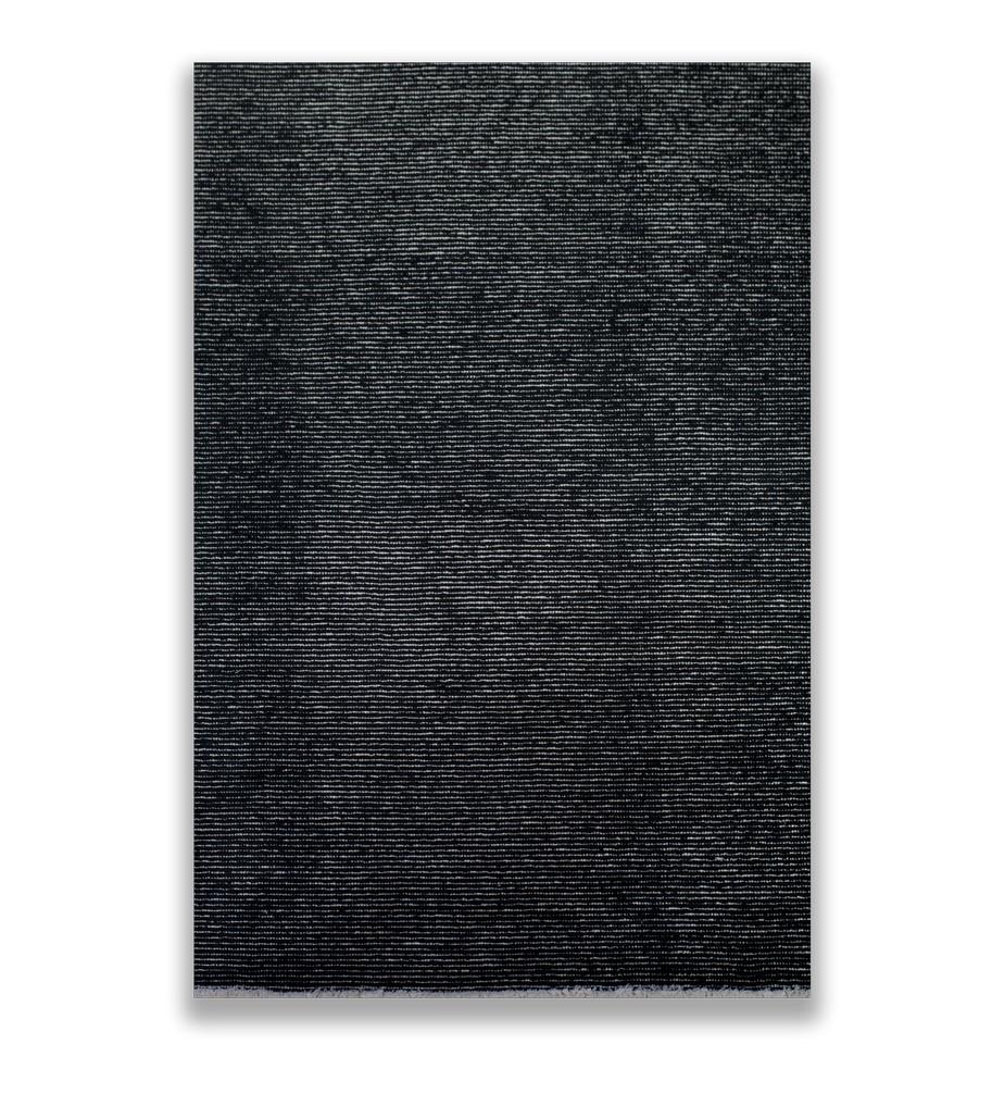 Im Angebot: Moderner gestreifter Luxus-Teppich, handgefertigt,  (Schwarz) 3