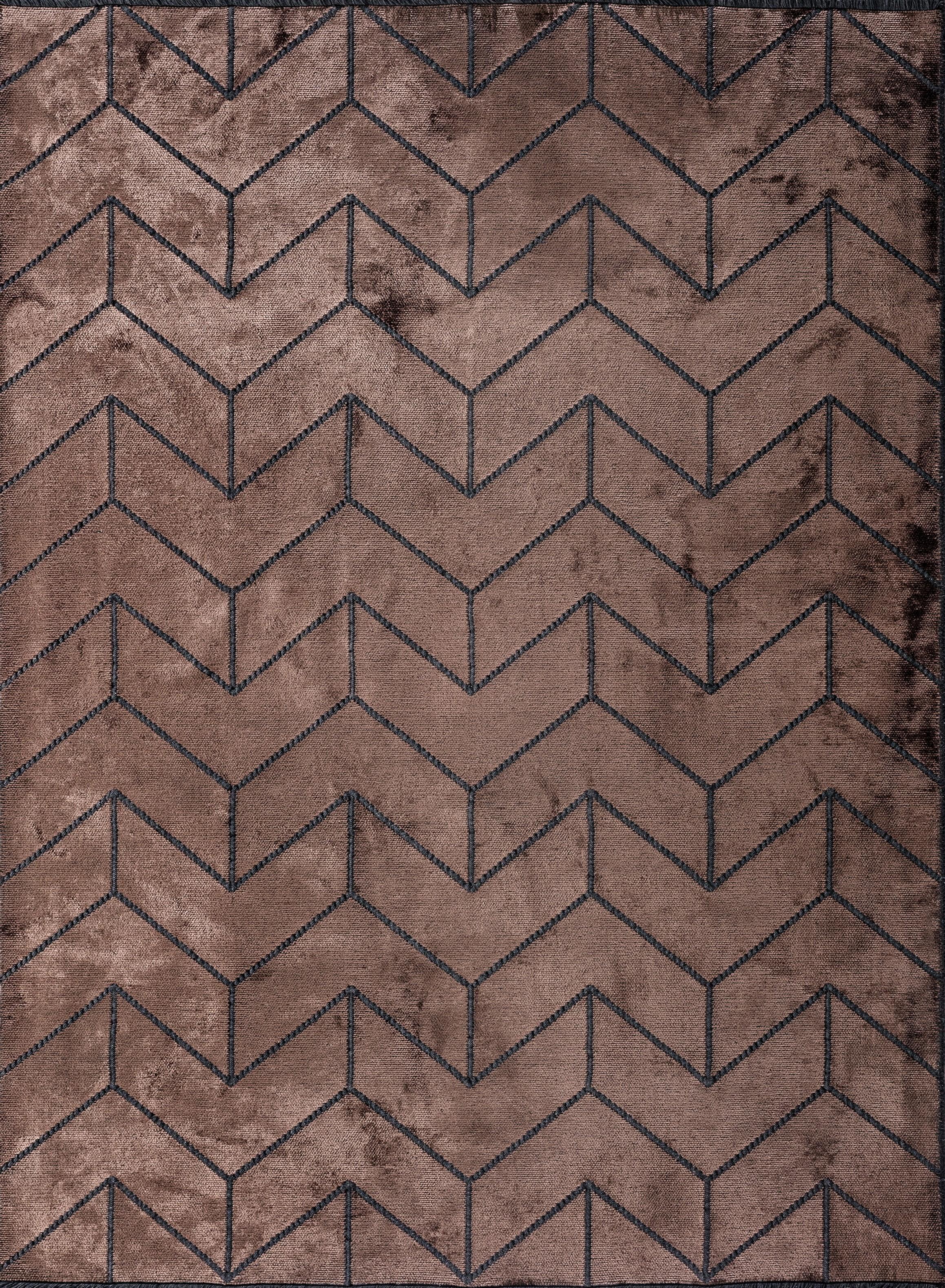 For Sale:  (Brown) Modern Chevron Luxury Hand-Finished Area Rug