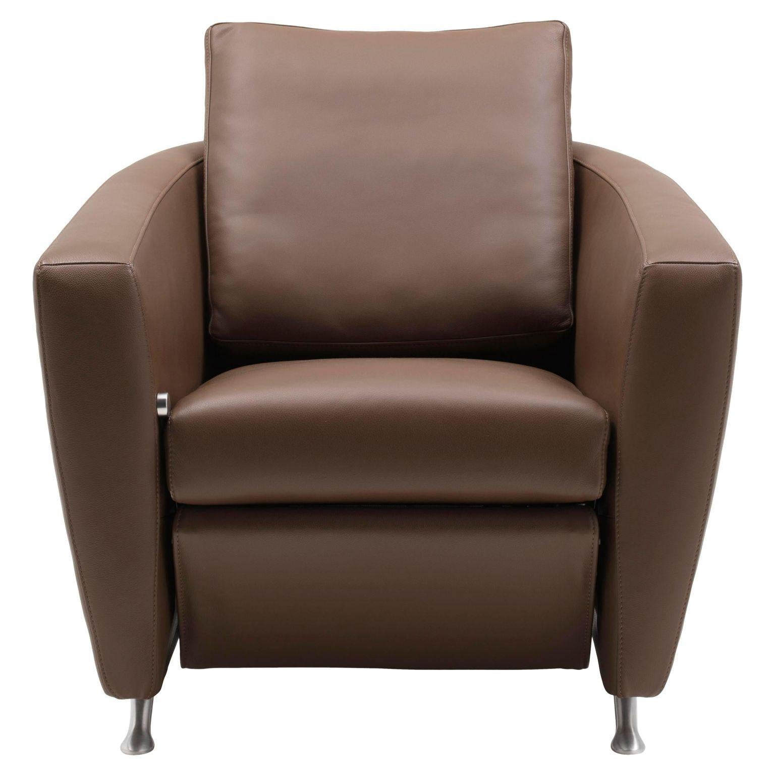 Sesam Adjustable Reclining Leather Armchair by FSM