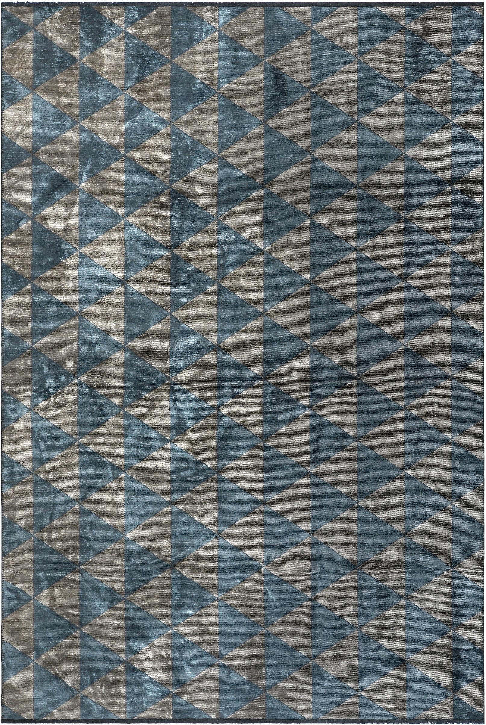 Im Angebot: Modern  Geometrischer Luxus-Teppichboden,  (Blau)