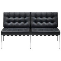 KT-221 Bauhaus Two-Seat Sofa in Tufted Natural Leather and Metal by De Sede