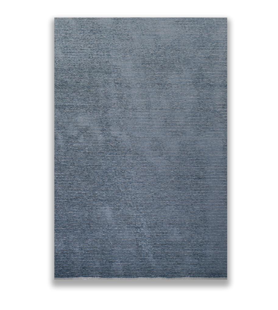 Im Angebot: Moderner gestreifter Luxus-Teppich, handgefertigt,  (Blau)