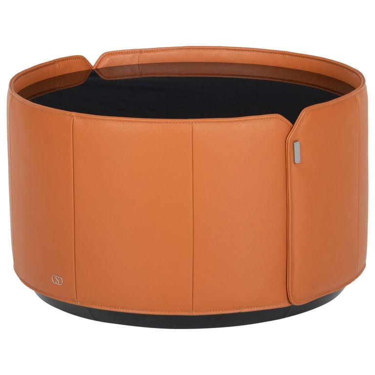 For Sale:  (Orange) DS-5020 Cylindrical Leather Wide Side Table by De Sede