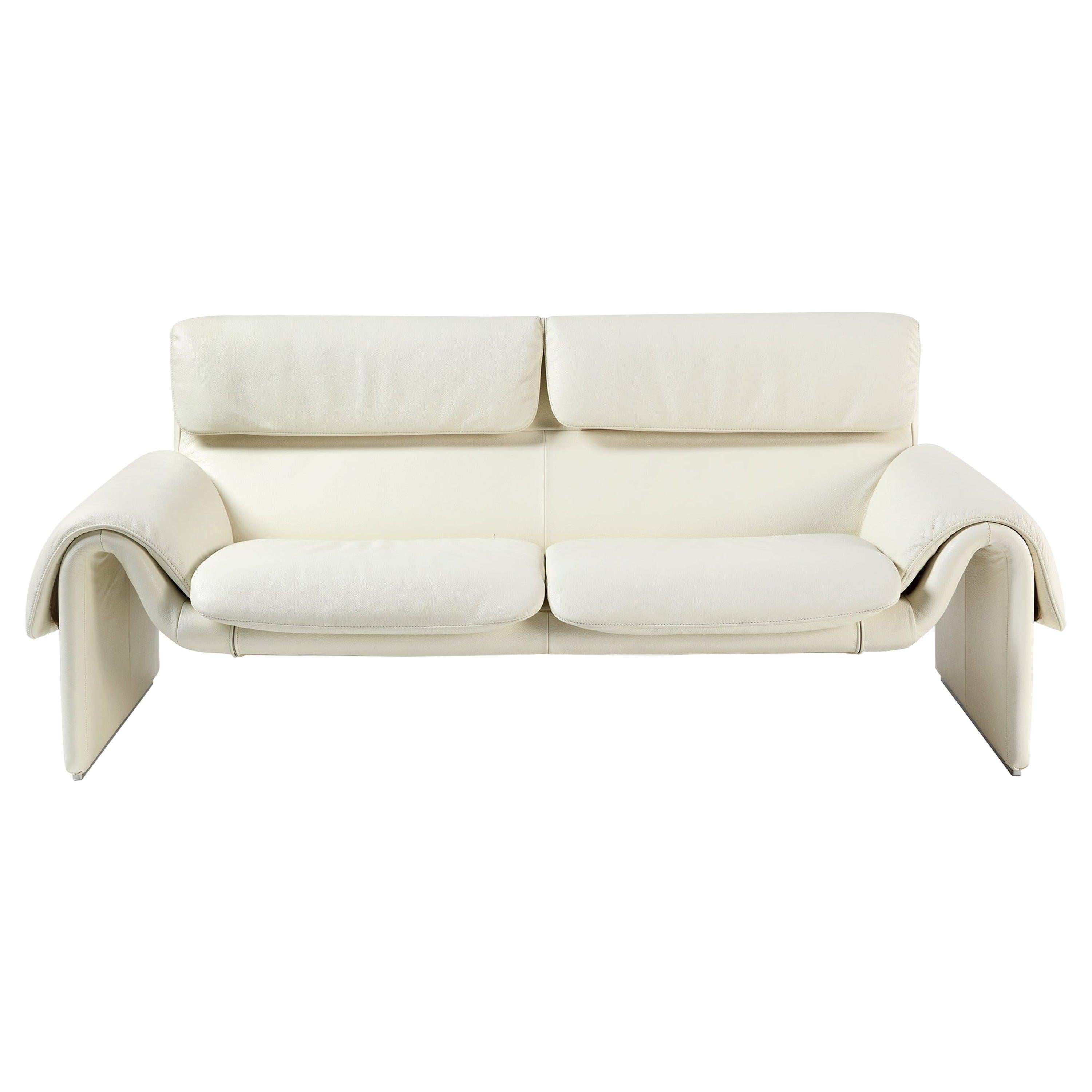 En vente :  (Blanc) Canapé deux places en cuir Bauhaus DS-2011 de De Sede